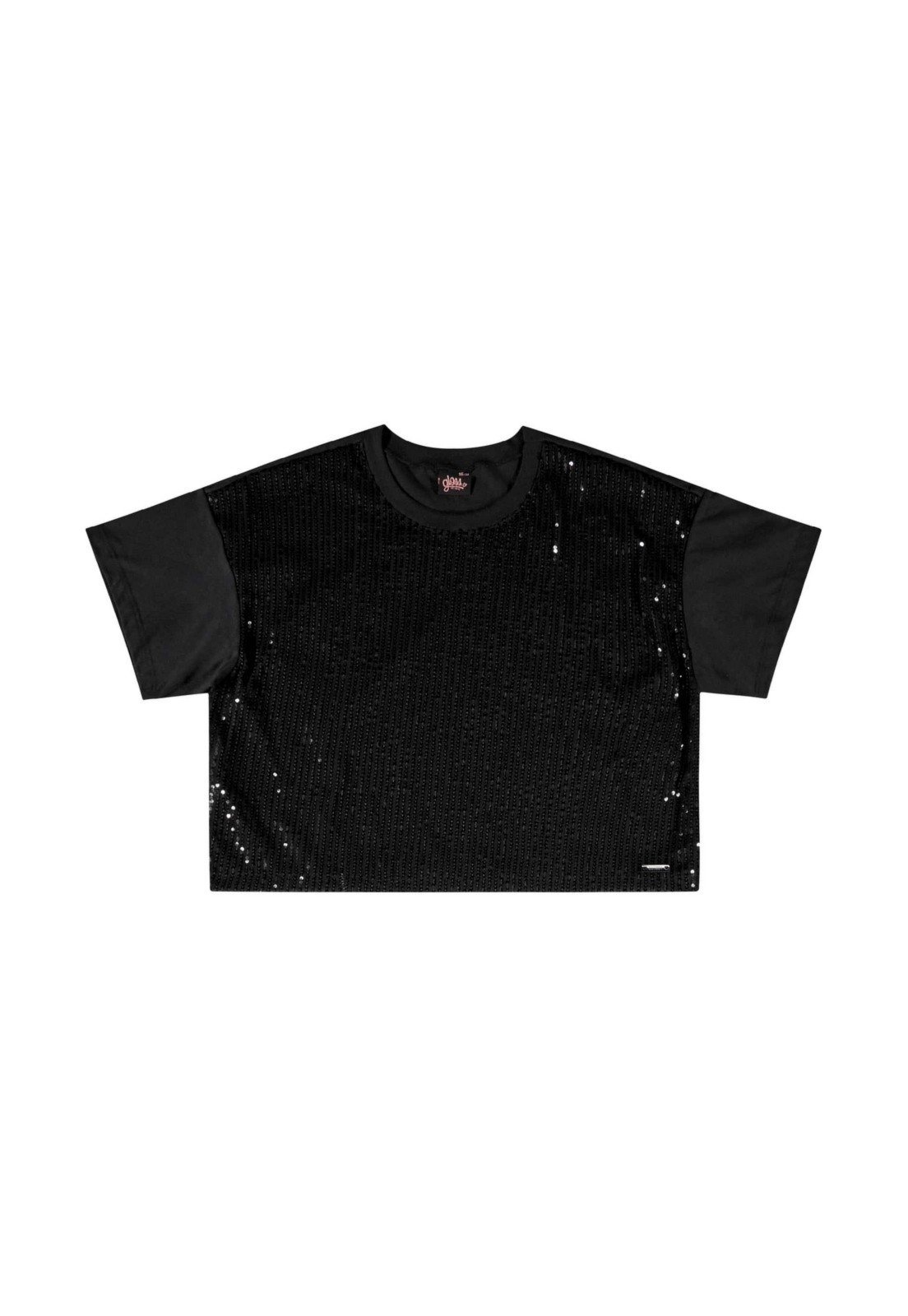 Vista 3 Infantil - Blusa Juvenil com Paetê para Menina Gloss preto Gloss preto