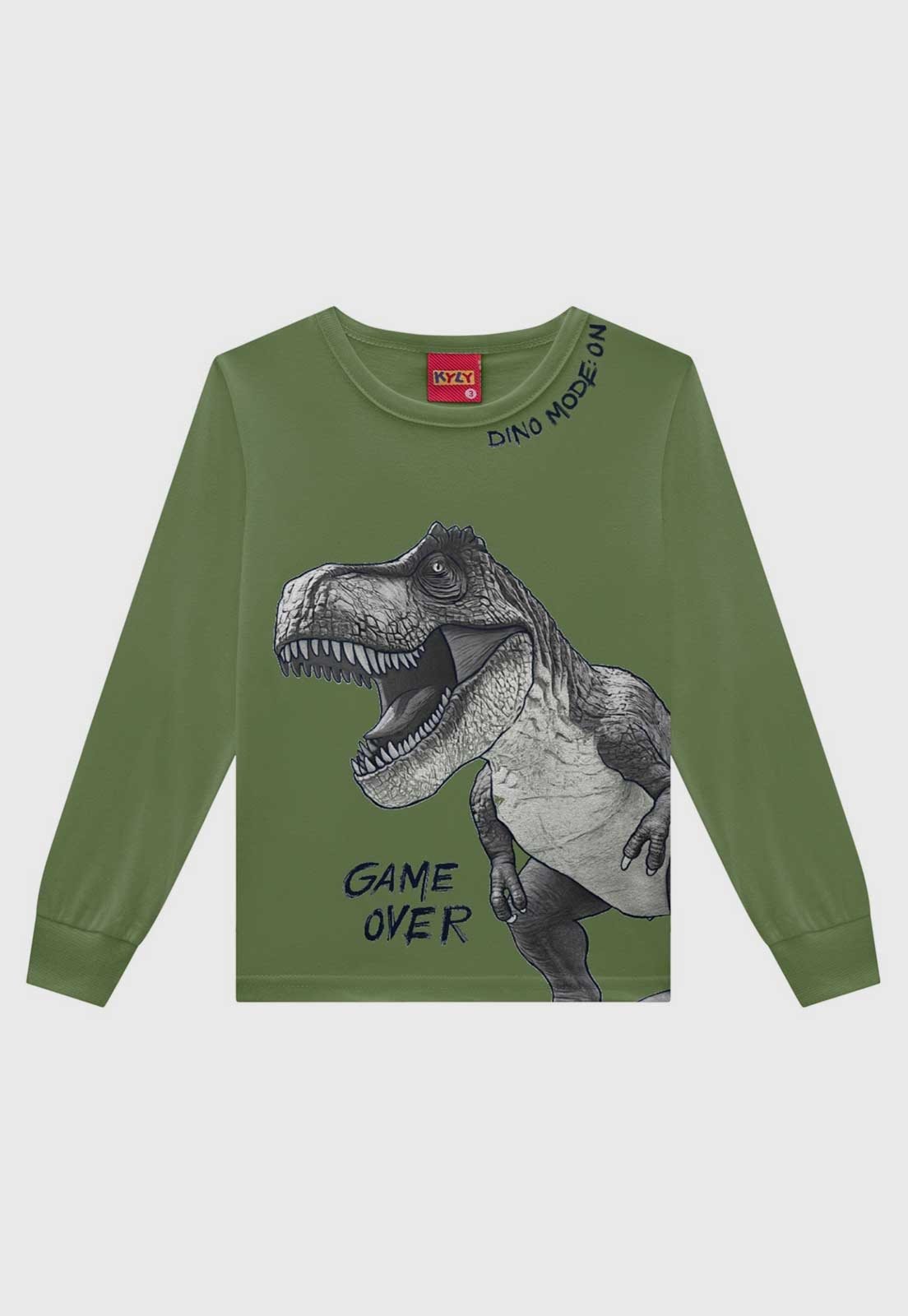 Infantil - Camiseta Kyly Estampa Dinossauro Verde