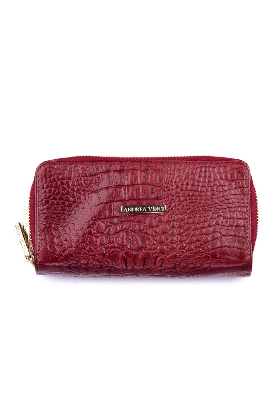 Vista 2 Carteira feminina de couro croco Tinna 10x19cm Andrea Vinci preto Andrea Vinci preto