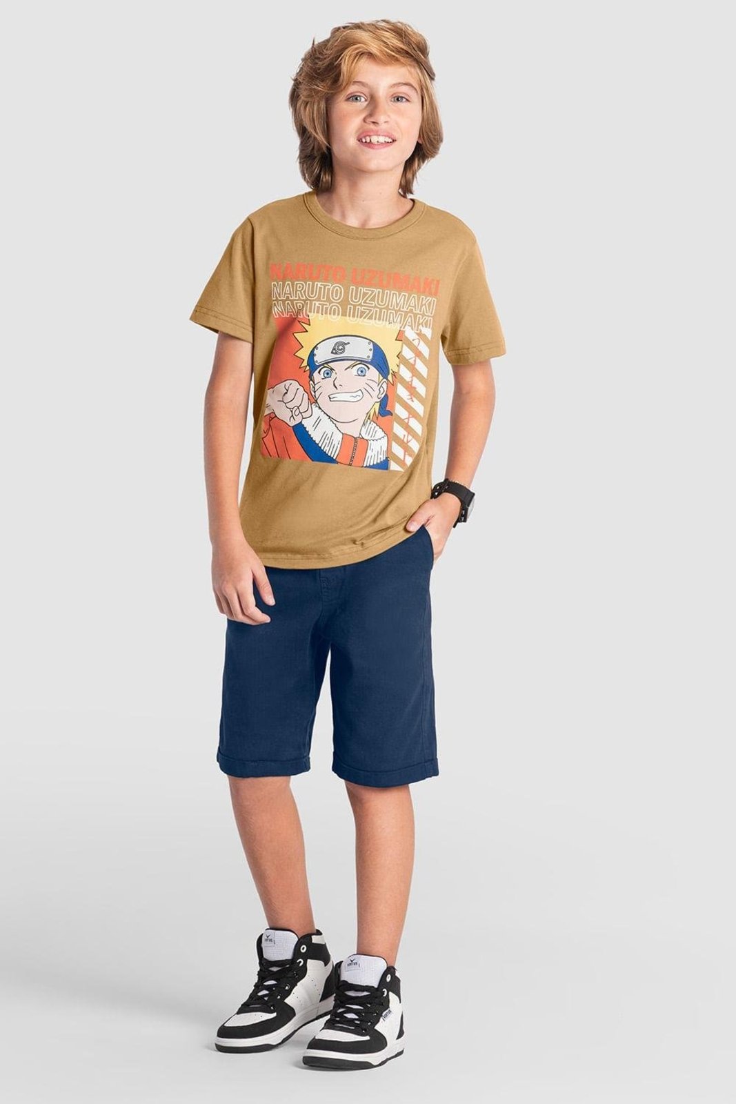 Infantil - Camiseta menino do naruto Brandili Marrom