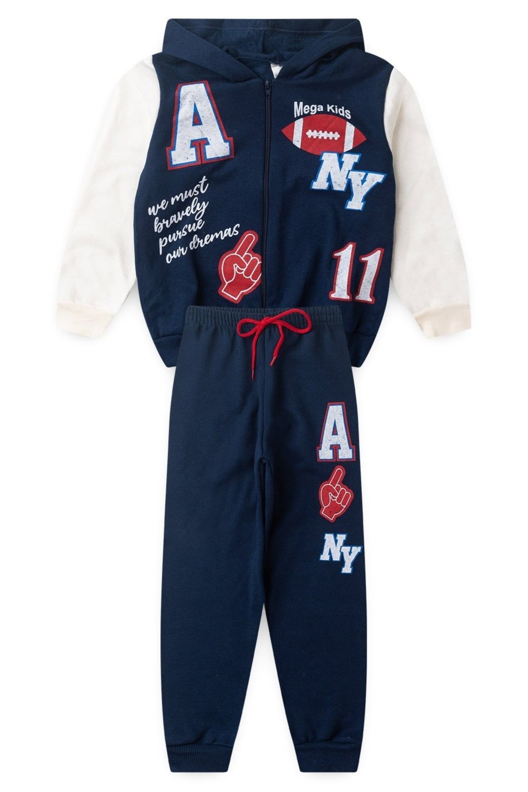 Vista 3 Infantil - Conjunto Moletom Peluciado Masculino Futebol Americano - Marinho Mega Kids unico Mega Kids unico