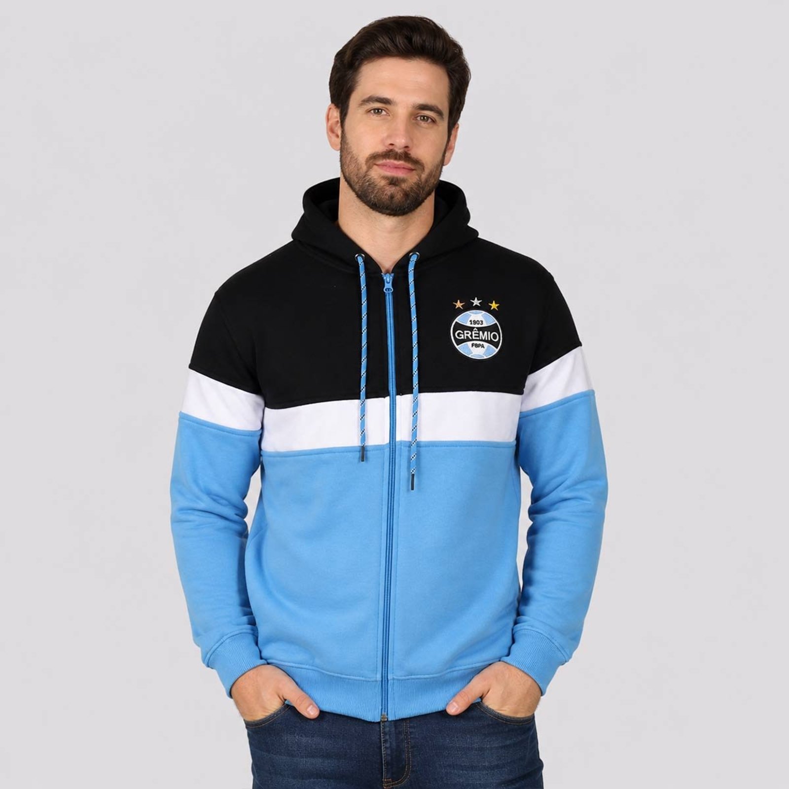 Jaqueta Moletom Grêmio Canguru Tricolor