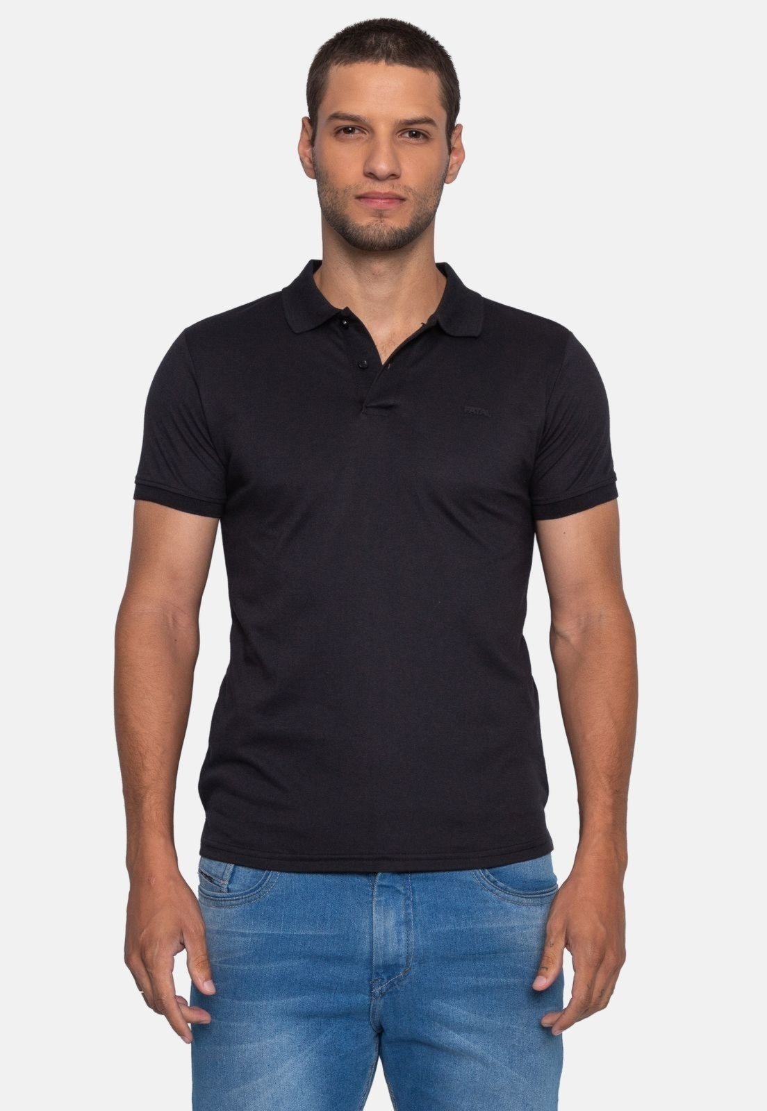 Camisa Polo Fatal Piquet Preta