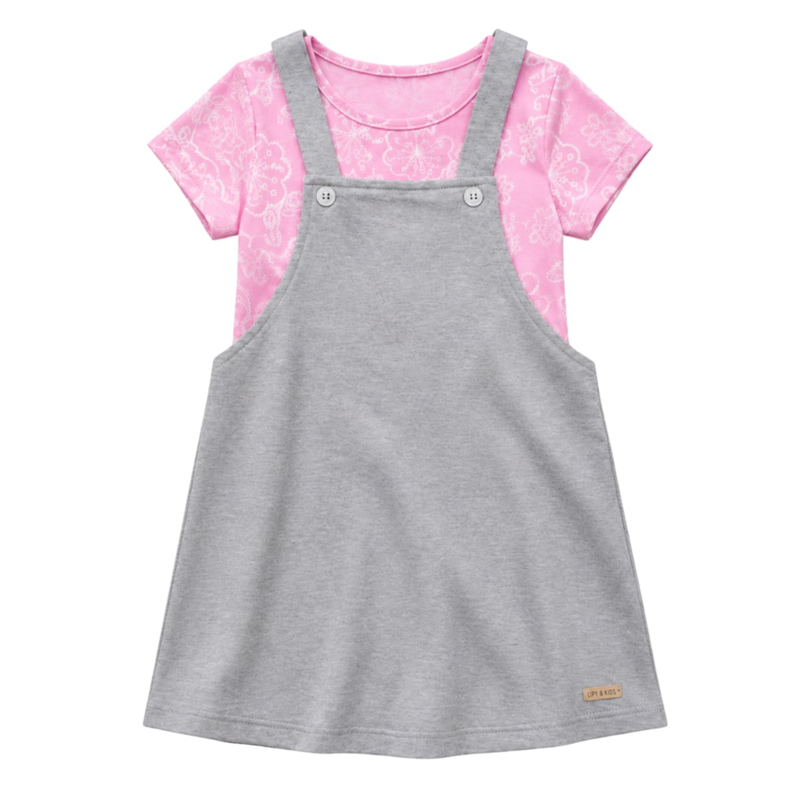 Infantil - Conjunto Menina Blusa Cotton e Salopete Moletinho