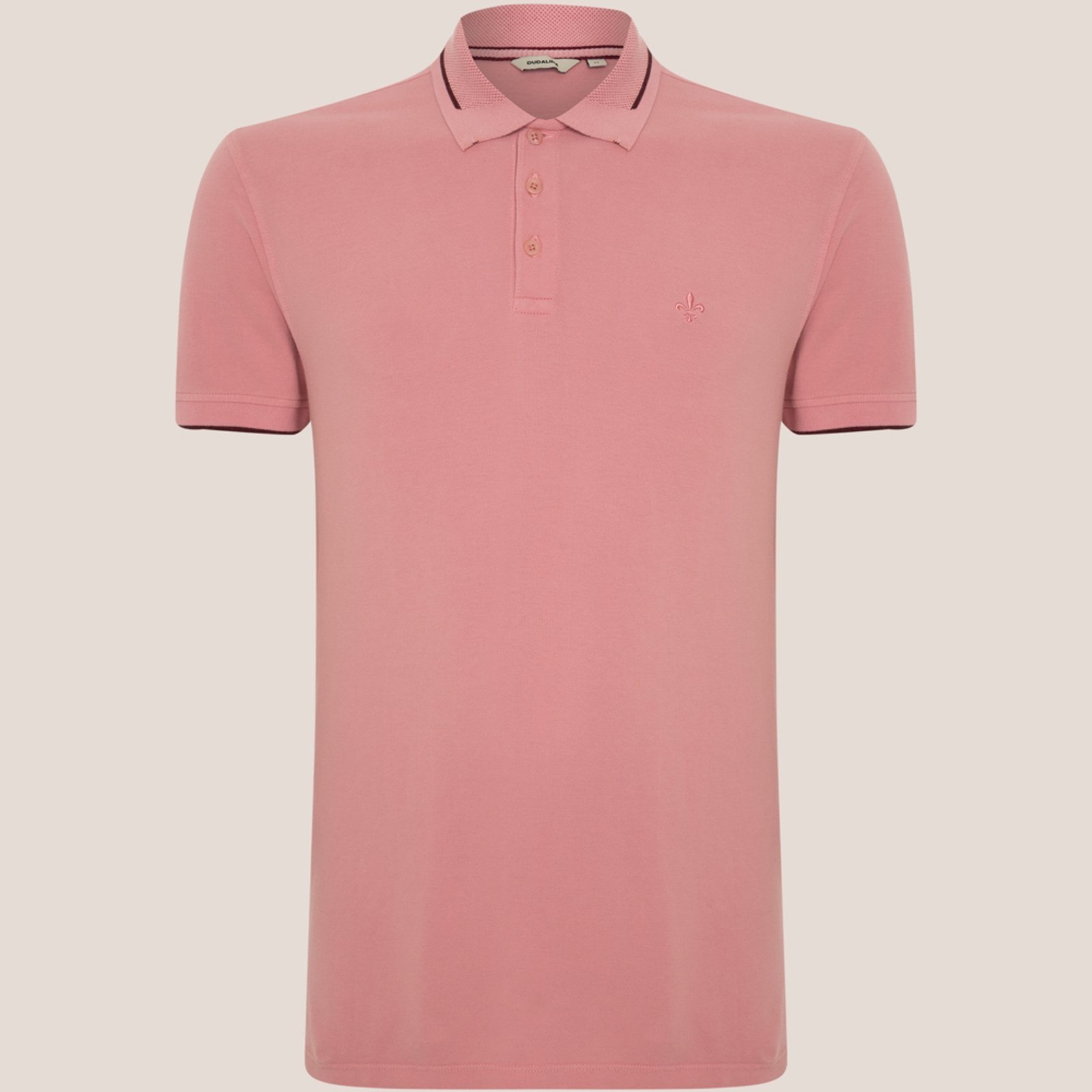 Camisa Polo Dudalina Piquet Jacquard Ve26 Rosa Masculino