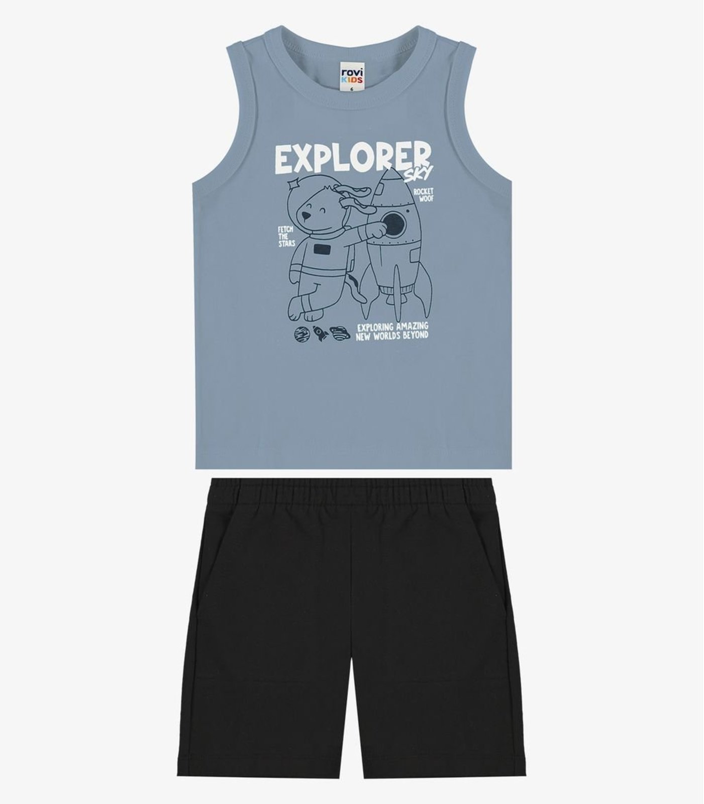 Infantil - Conjunto Machão Com Bermuda Rovi Azul