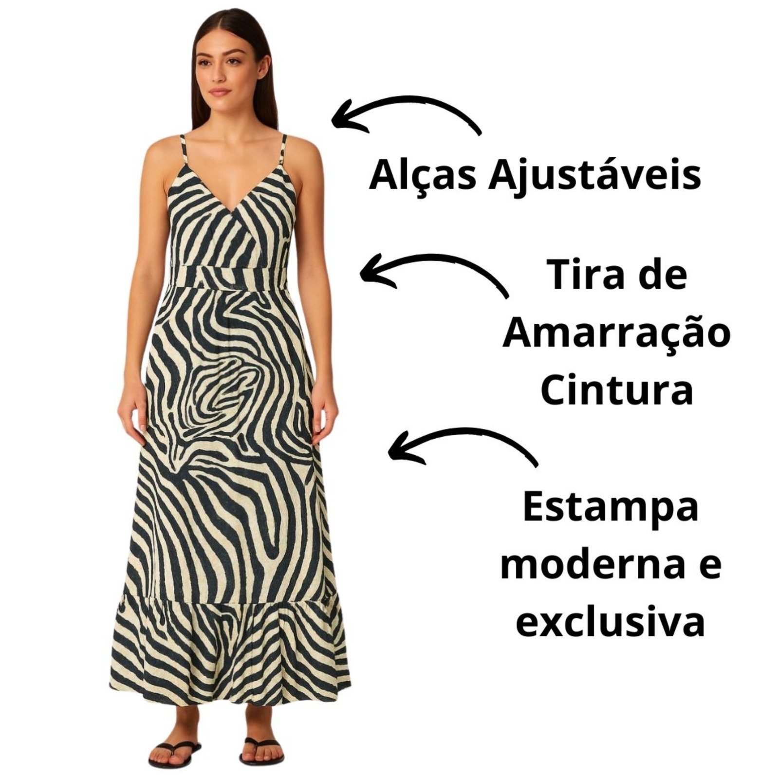 Vista 3 Vestido Indiano FMF Solto Estampado FMF multicolorido