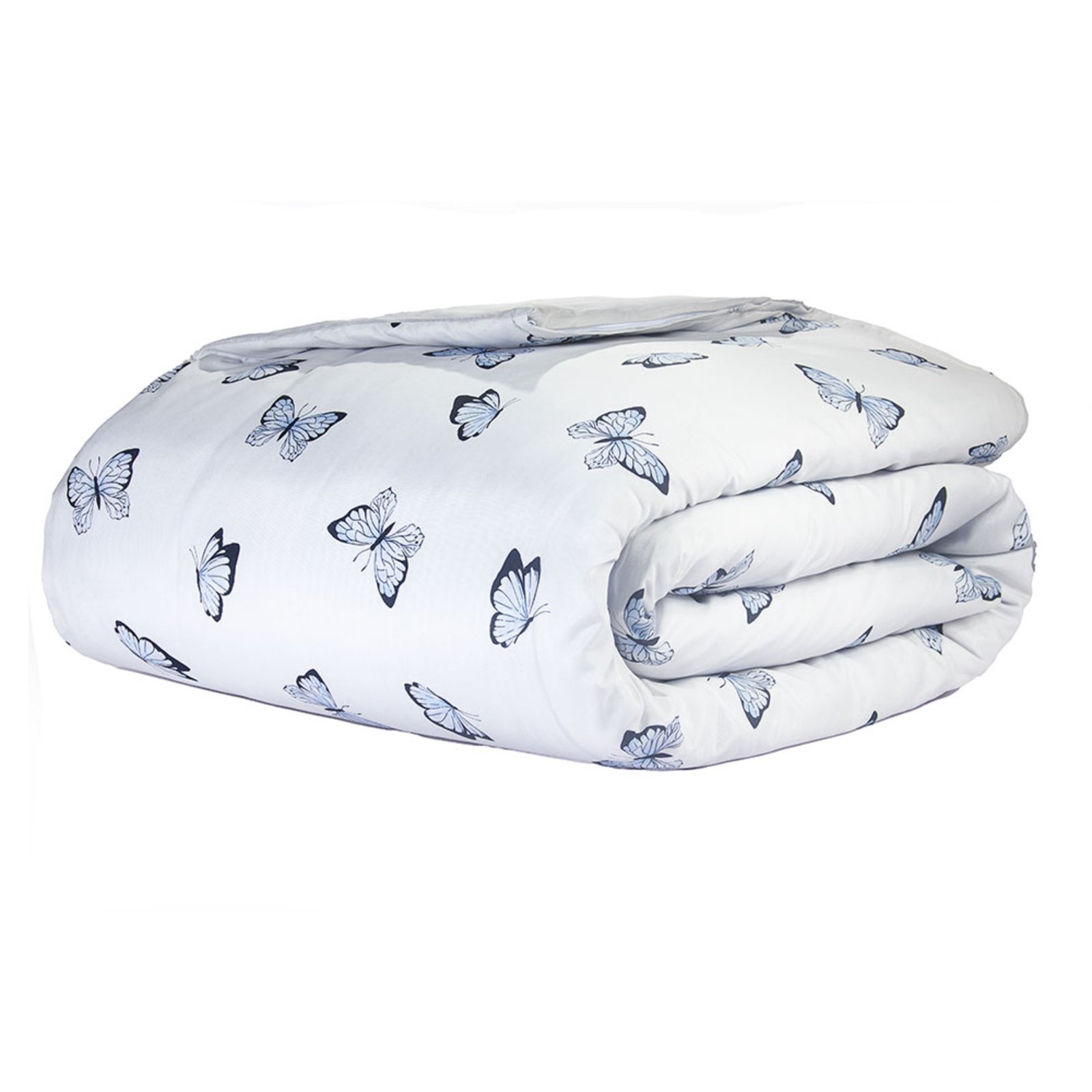 Capa Duvet para Edredom Solteiro Casa Modelo Enxovais com Ziper Essencialle 1 Peça Borboletas Azuis
