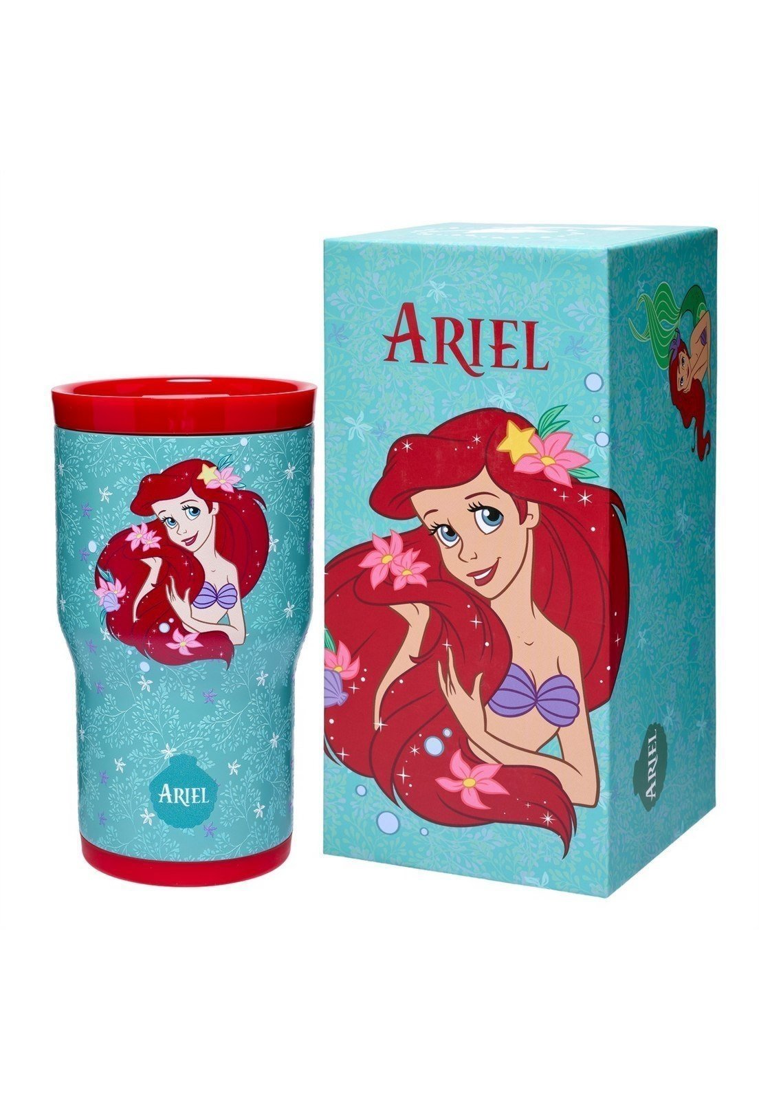 Infantil - Copo Térmico Ariel A Pequena Sereia 532ML Inox Resistente com Canudo - Bebidas Quentes ou Frias Original Disney