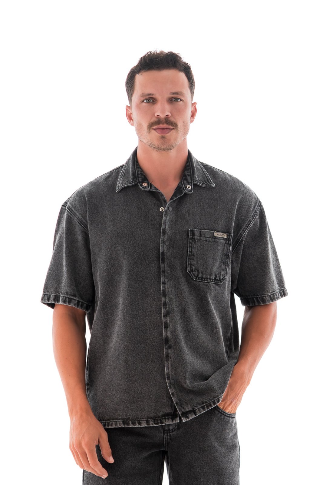 Camisa Jeans Masculina Arauto Oversized Black