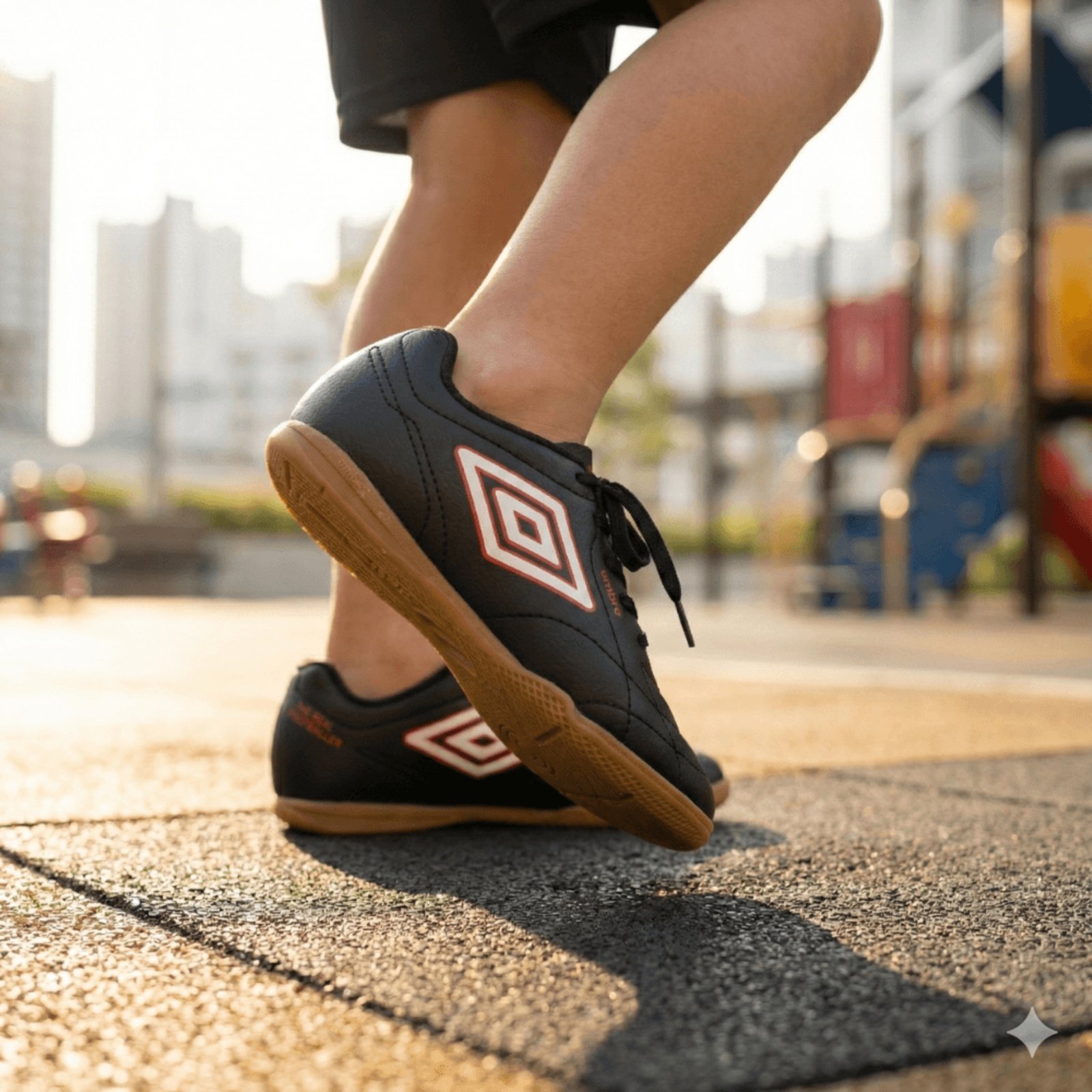 Vista 2 Infantil - Chuteira Umbro Futsal Class Jr. Vermelho preto Umbro preto