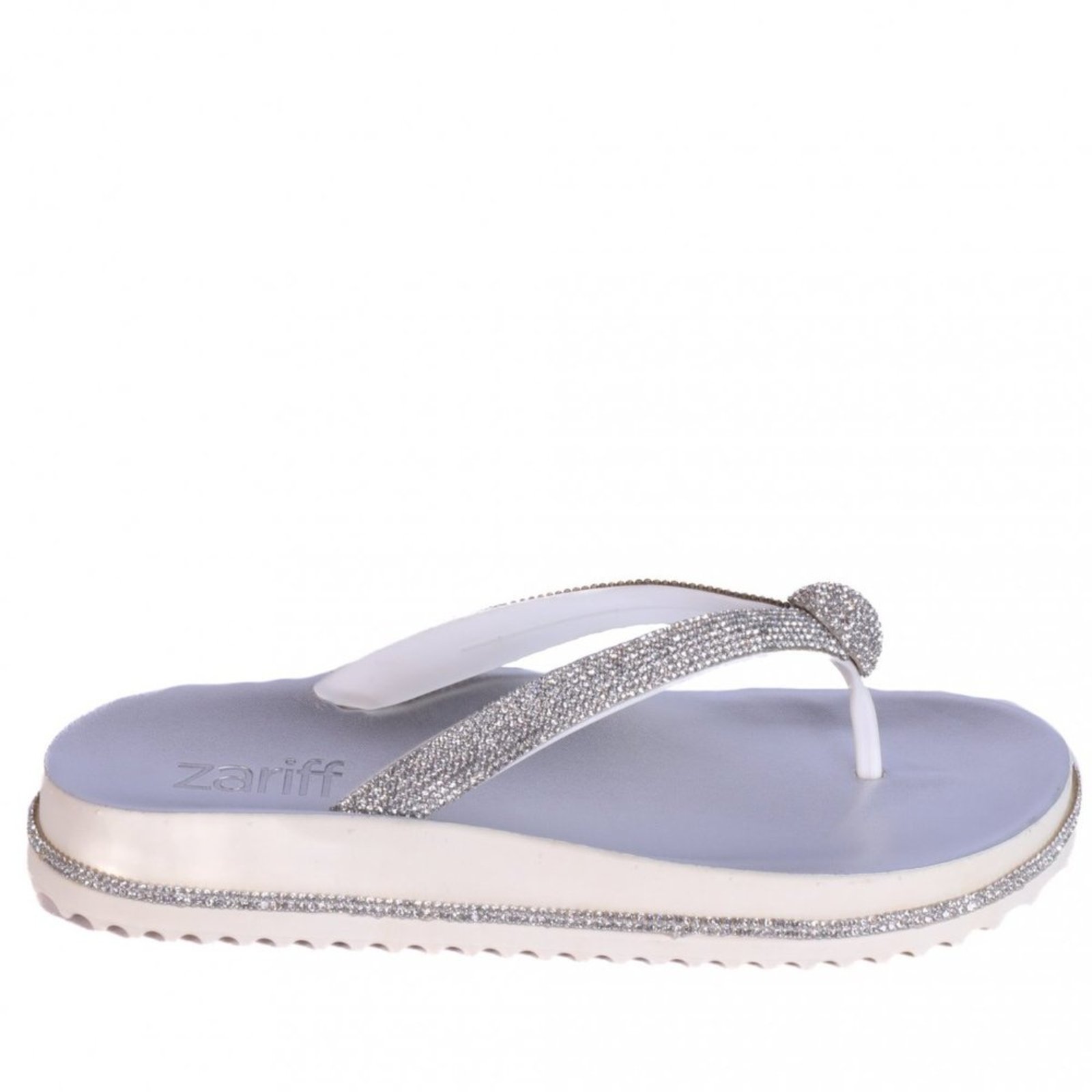 Chinelo Feminino Zariff com Aplicações de Pedrarias Pp855 Zariff Branco