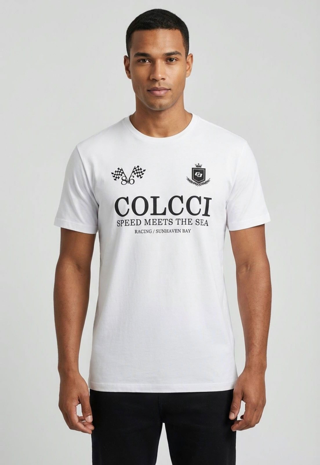 Vista 2 Camiseta Masculina Colcci Estampa Racing Branca branco Colcci branco