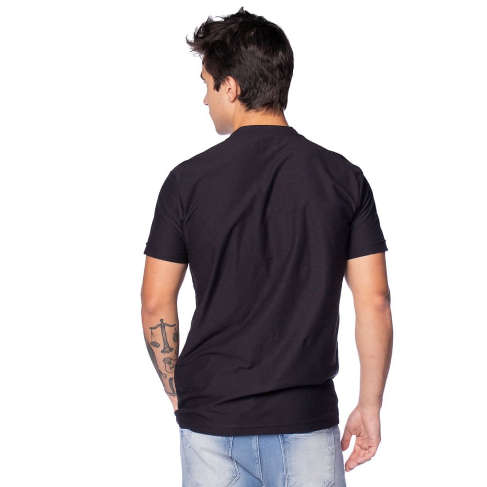 Vista 3 Camiseta Masculina Gangster Malha Texturizada preto Gangster preto