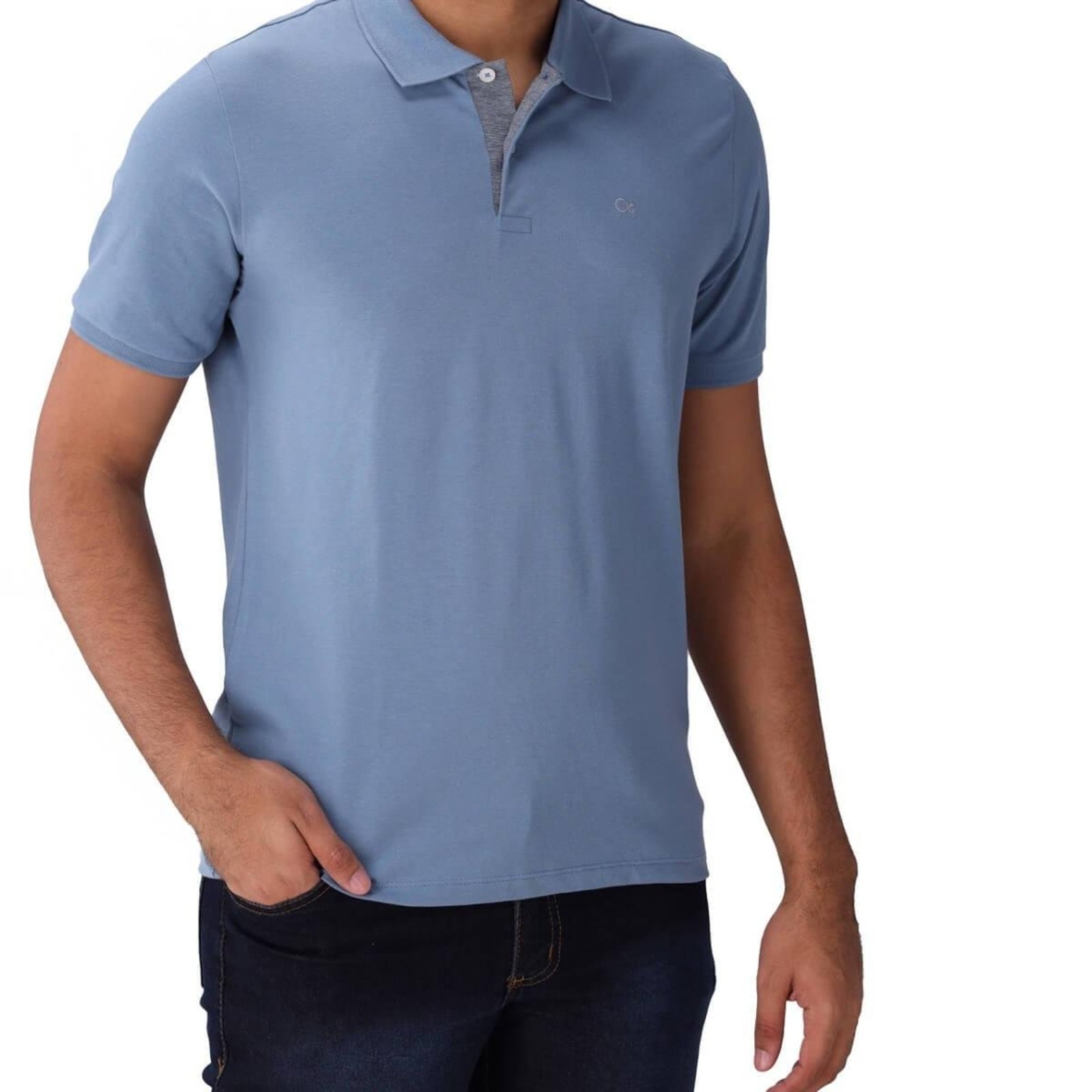 Camisa Polo Manga Curta Masculina 007490001 Slim Ogochi Azul