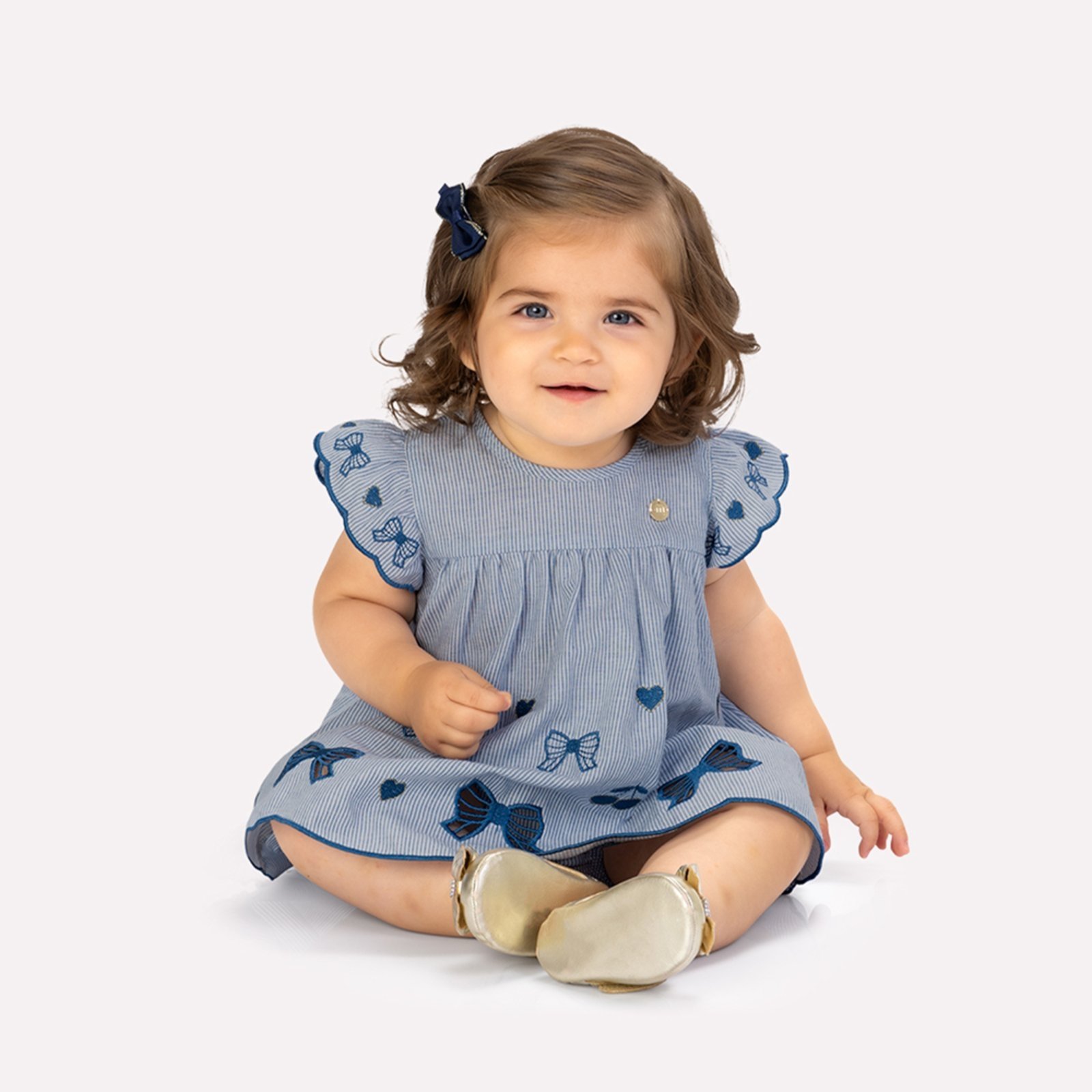 Infantil – Vestido com Calcinha Menina Bordado Milon