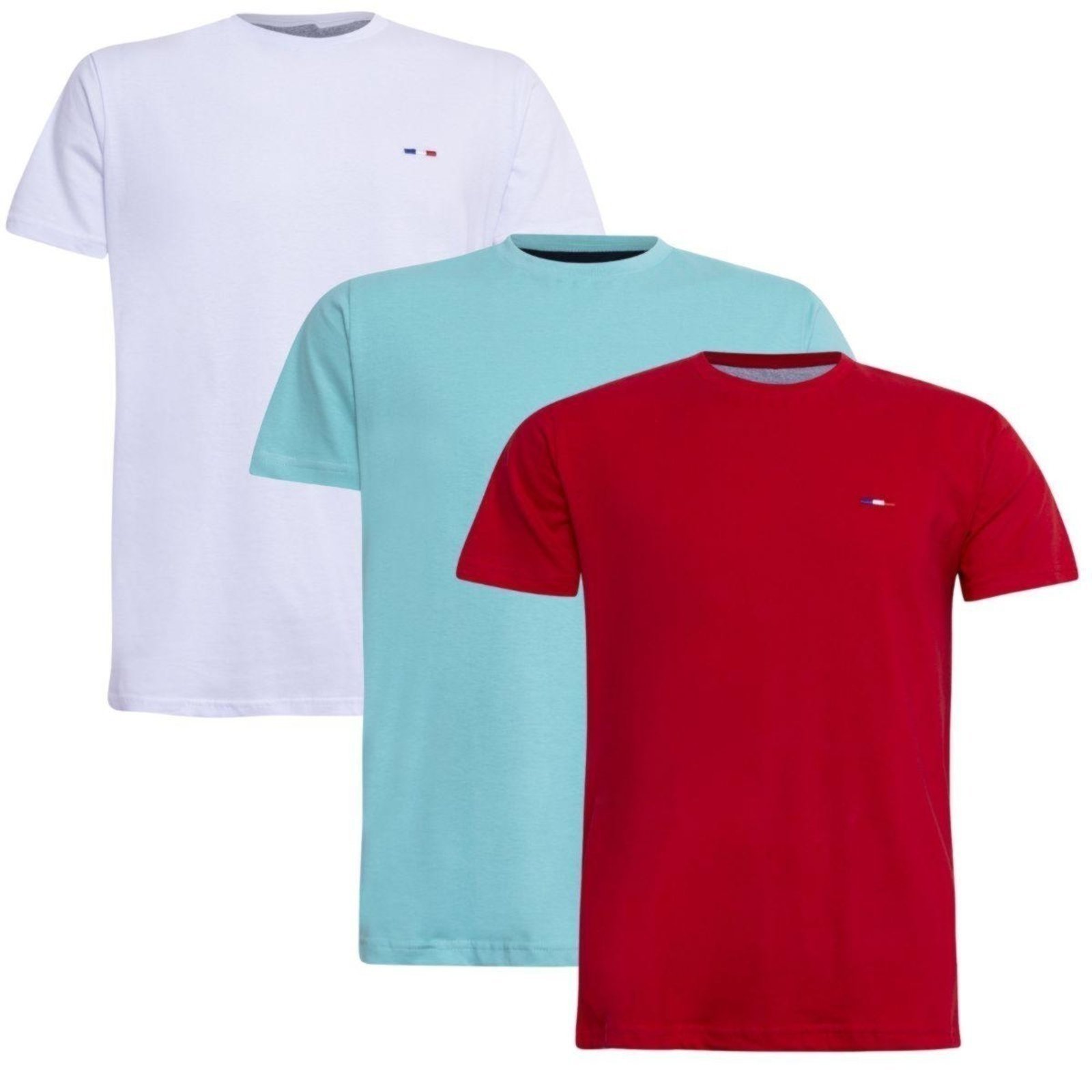 Kit 3 peças Camiseta Industrie Básica Bordada França Tommi Algodão Premium Masculina