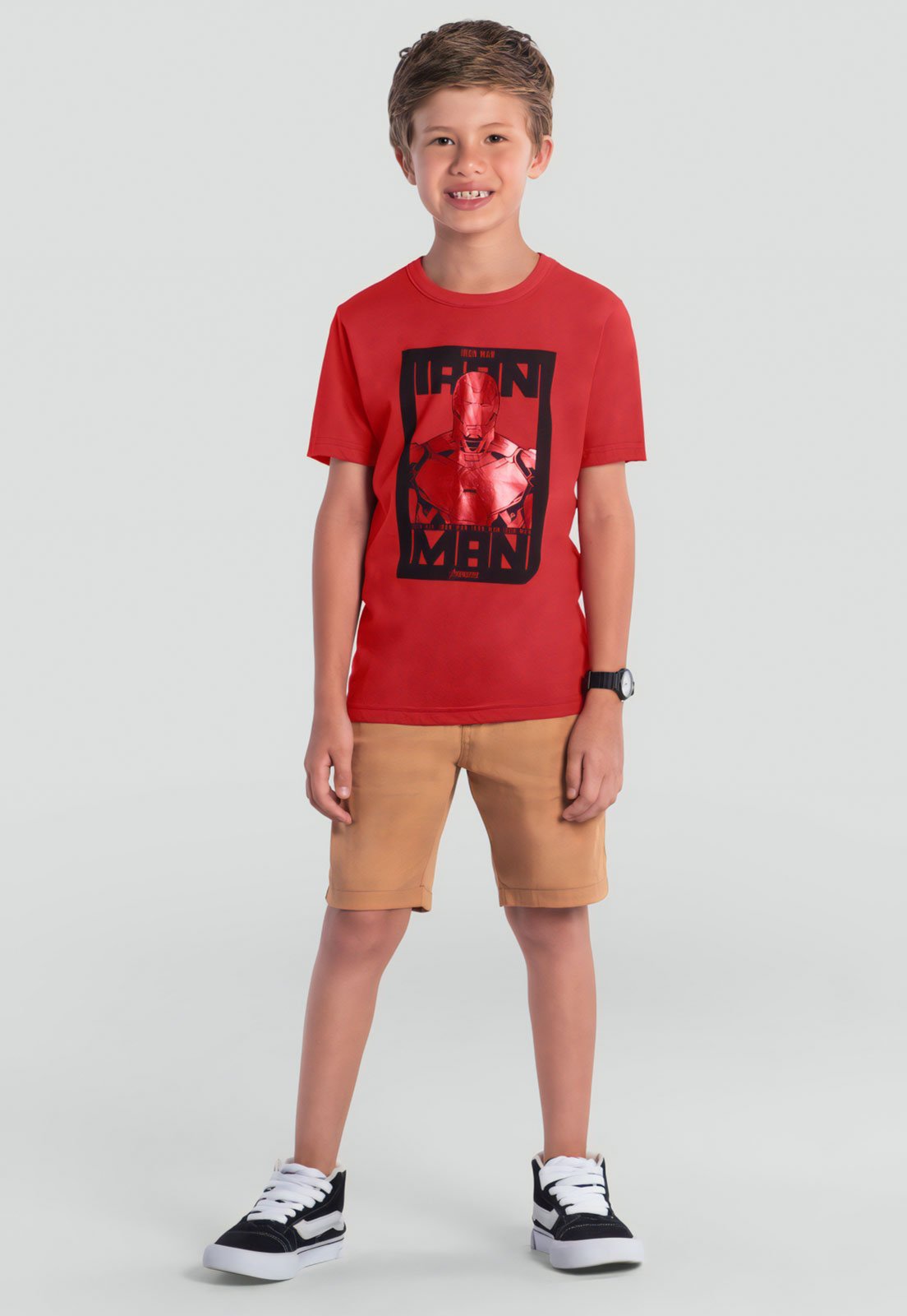 Infantil - Camiseta Manga Curta Brandili Homem De Ferro Vermelha