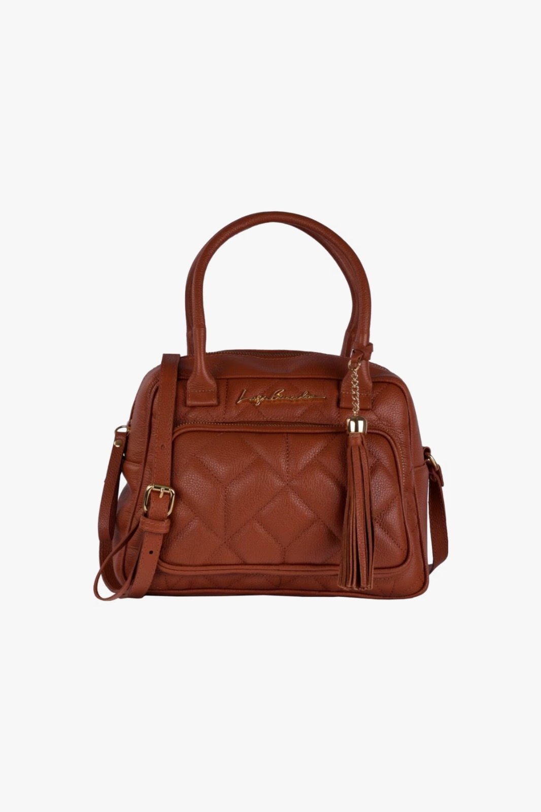 BOLSA MÉDIA MATELASSÊ FRONTAL CARAMELO