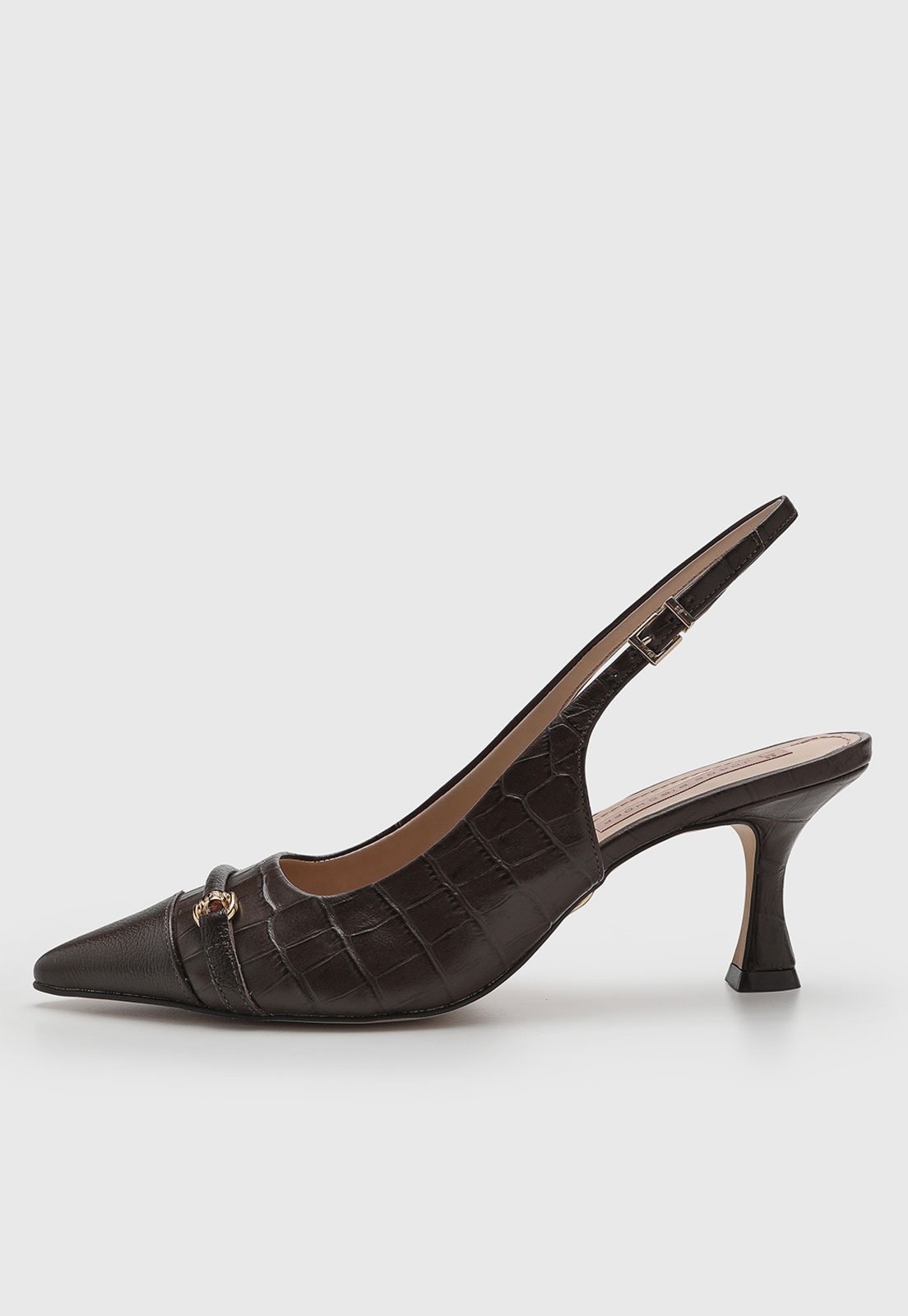 Scarpin Jorge Bischoff Couro Salto Fino Marrom