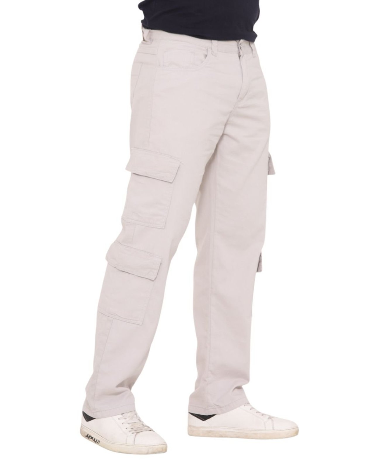 Calça Cargo Masculina Folgada Sarja Alleppo Jeans 4 Bolsos Laterais