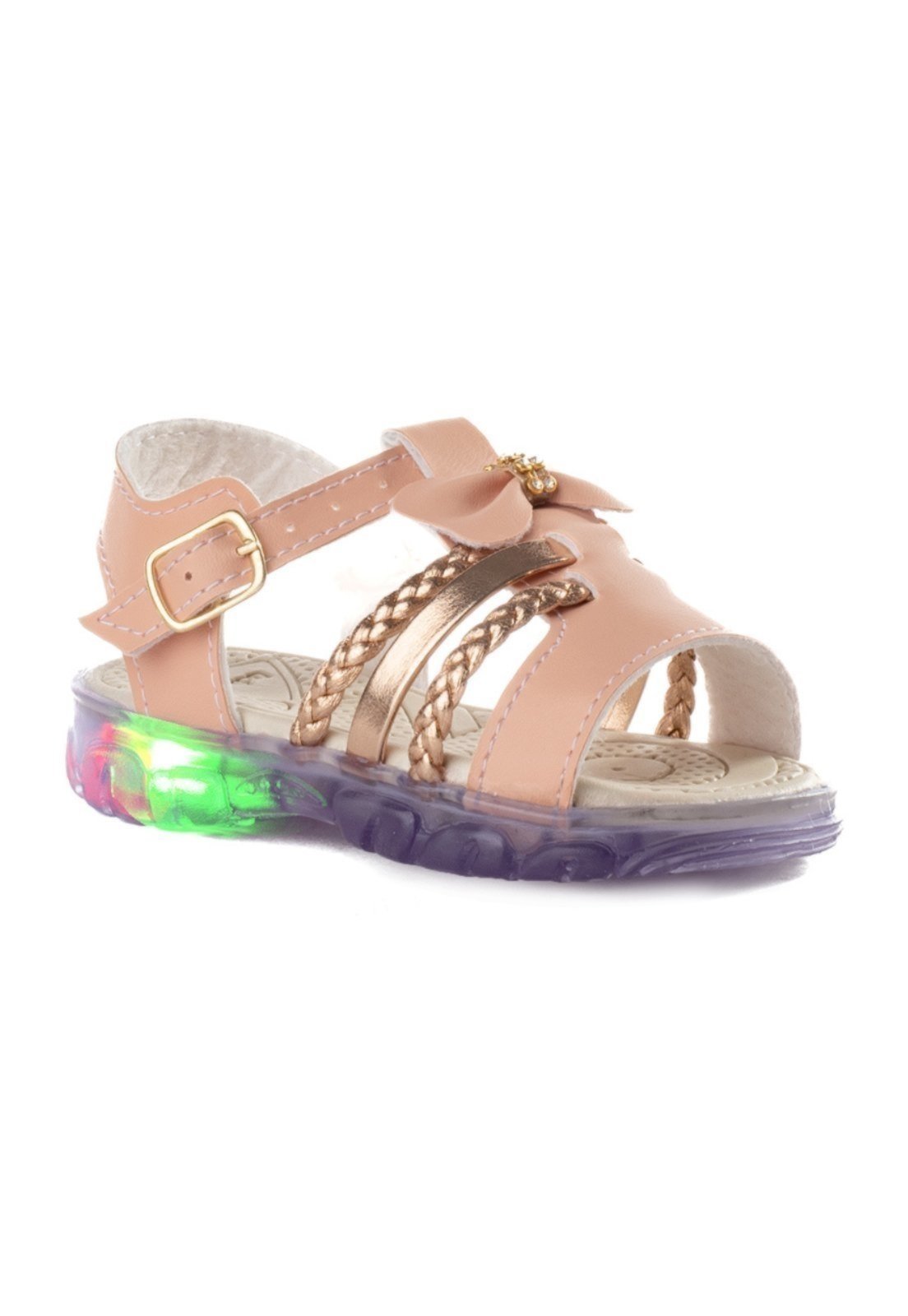 Vista 3 Infantil - Sandália Papete Funfy Feminina Menina com LED 2208A rosê Funfy rosê