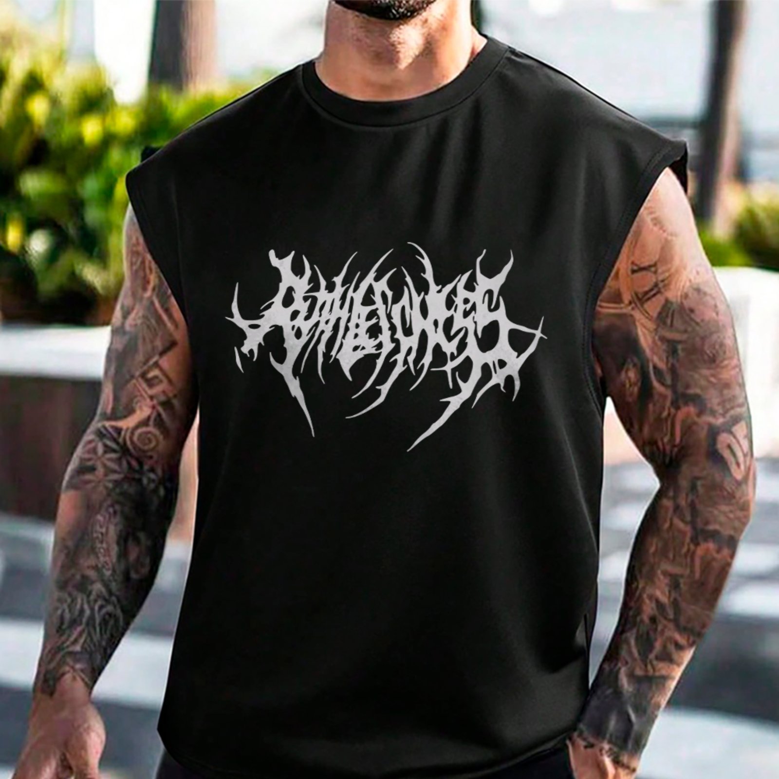 Camiseta Regata Machão Metal Logo Estilo Black Metal Preto