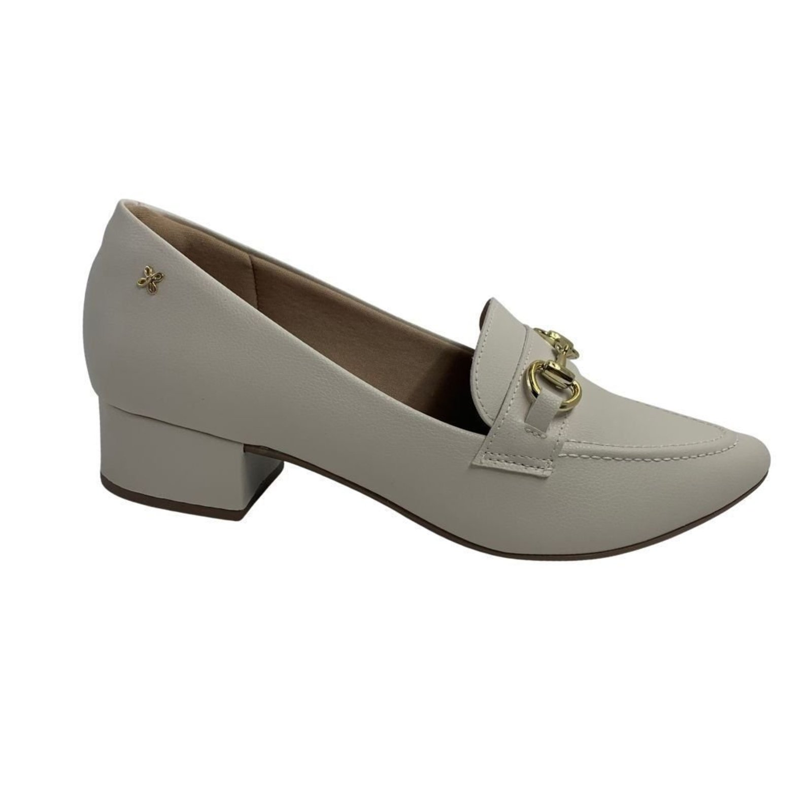 Scarpin Softli Off White 10457 Salto Bloco Conforto - Off-white - Softli