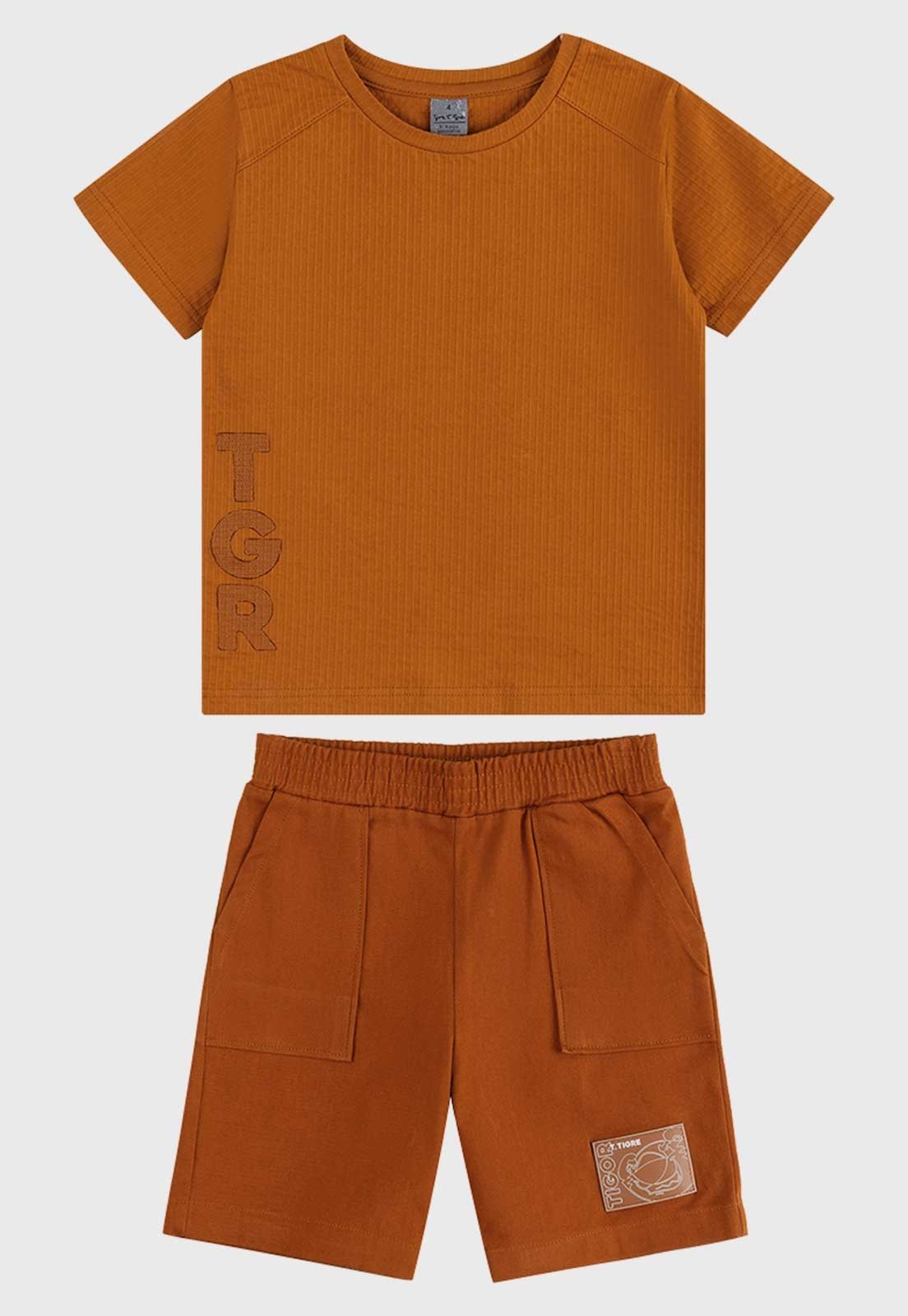 Conjunto Tigor T. Tigre Curto Logo Laranja