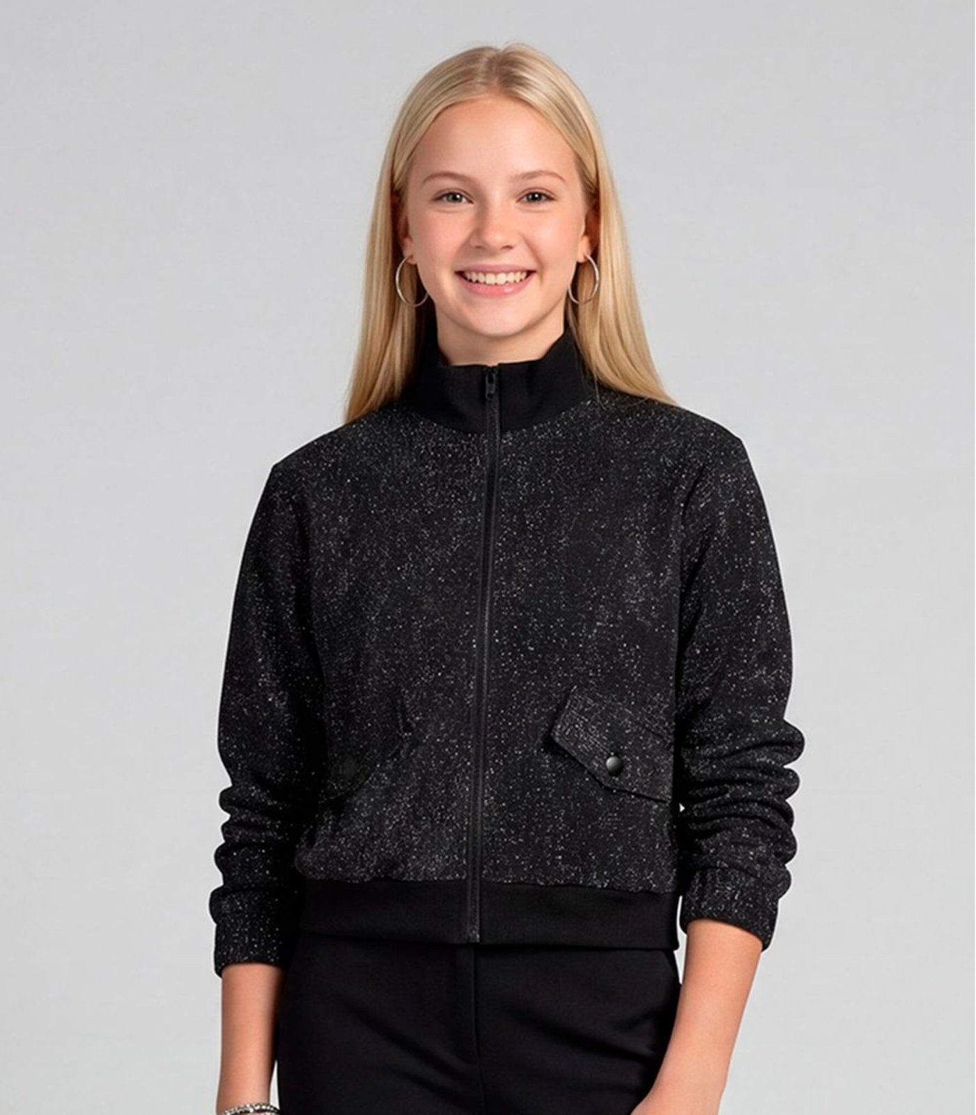 Vista 3 Infantil - Jaqueta Juvenil Feminina Minty preto MINTY preto