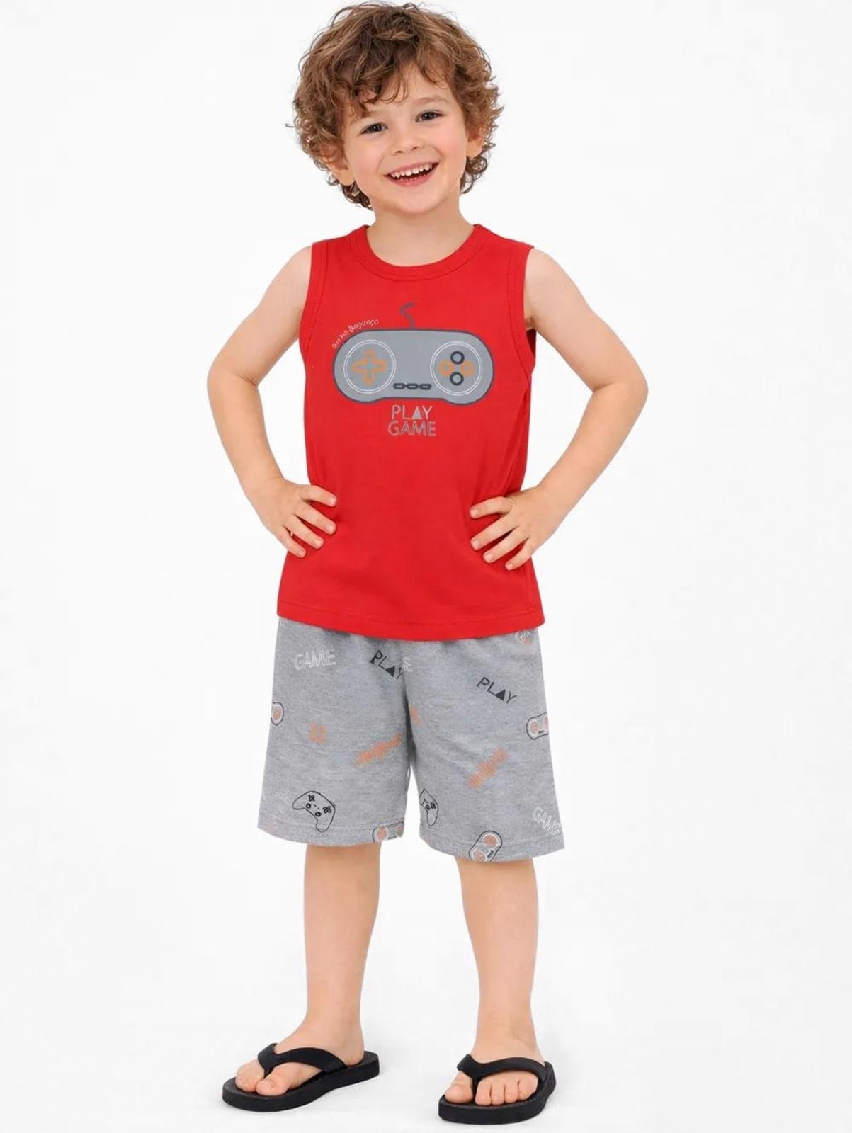 Infantil - Conjunto Curto Moletinho Para Menino- VERMELHO