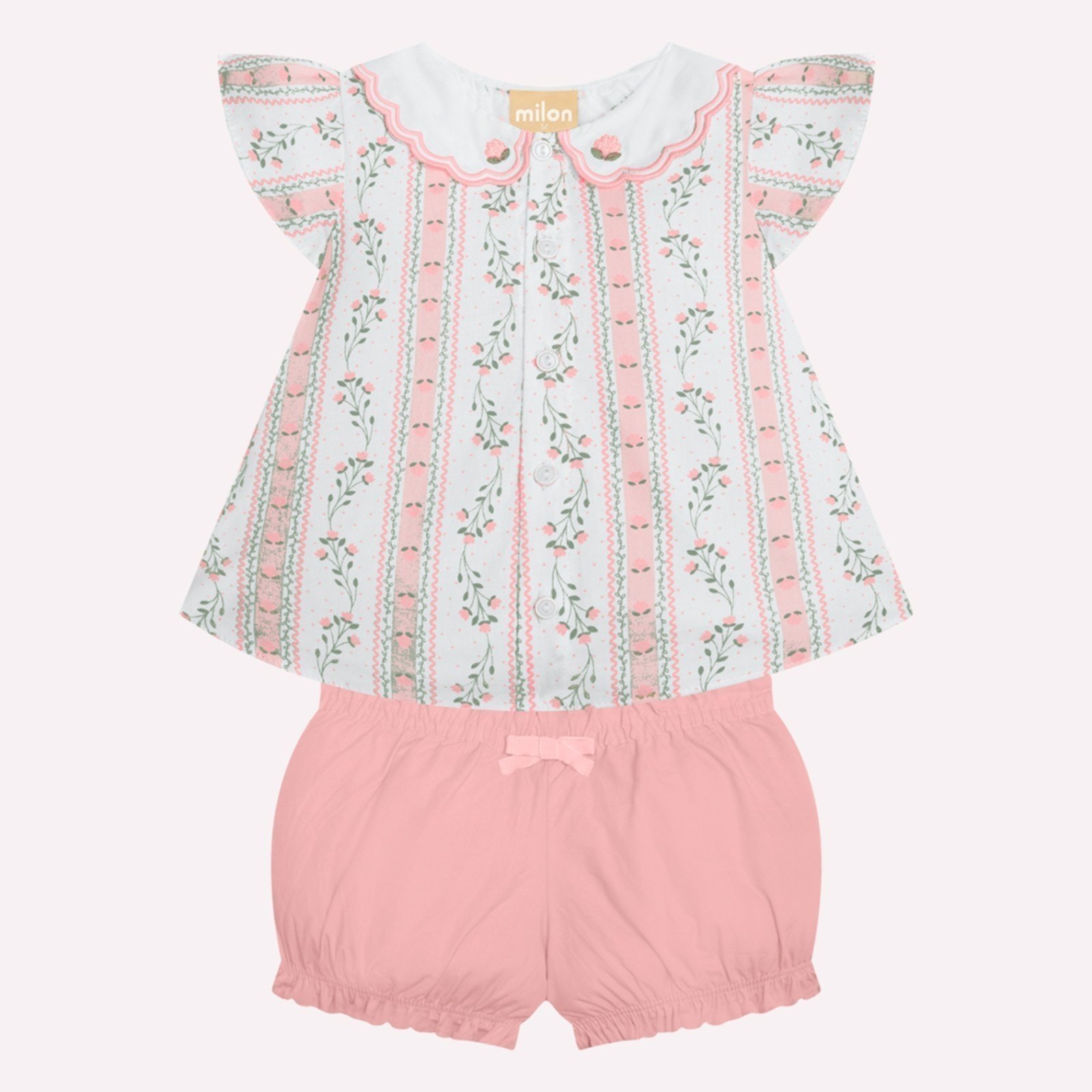 Vista 2 Infantil - Conjunto Menina em Tricoline Milon vermelho Milon vermelho