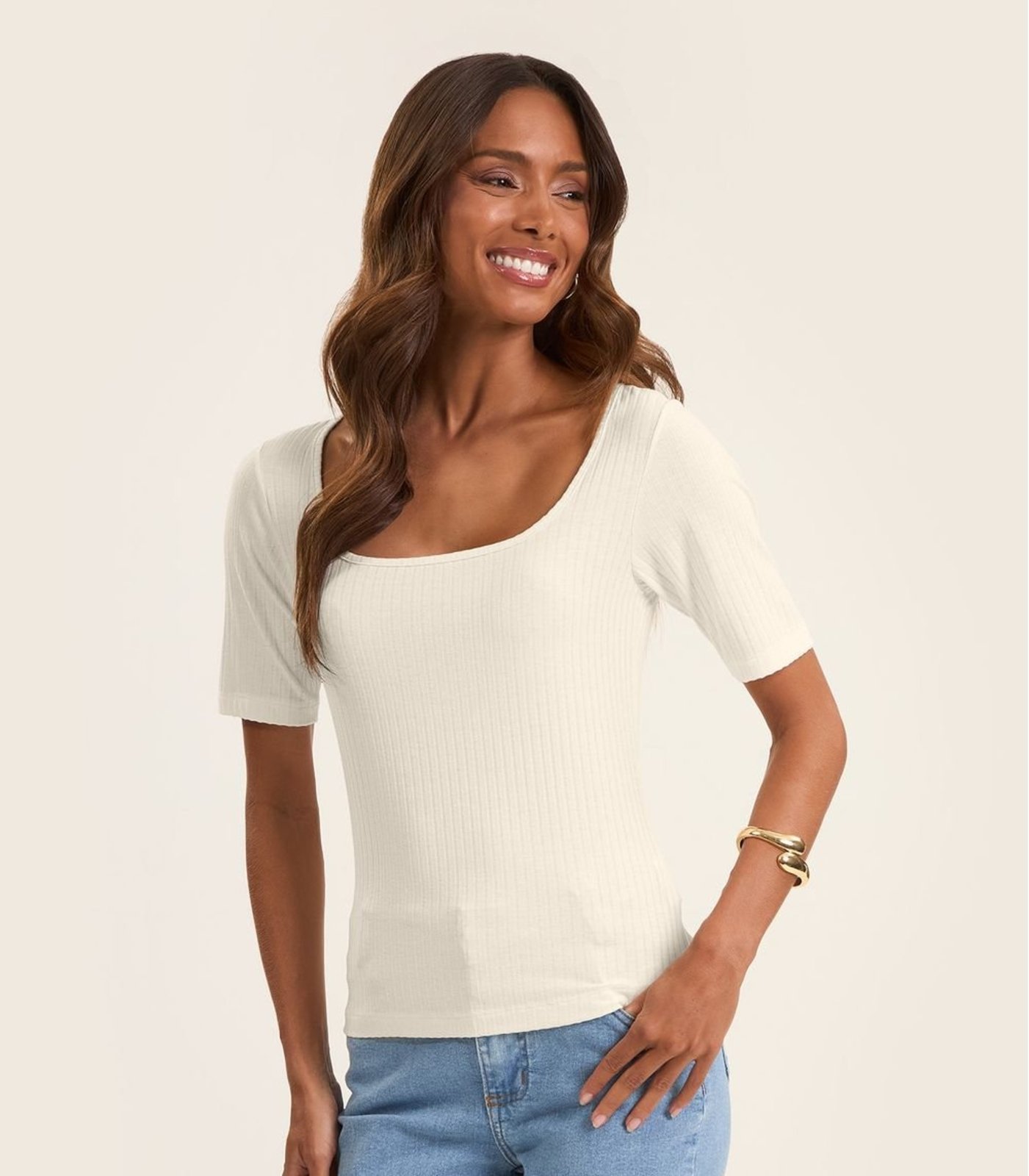 Vista 2 Blusa em Ribana Canelada Rovitex Rovitex Básicos verde Rovitex Básicos verde