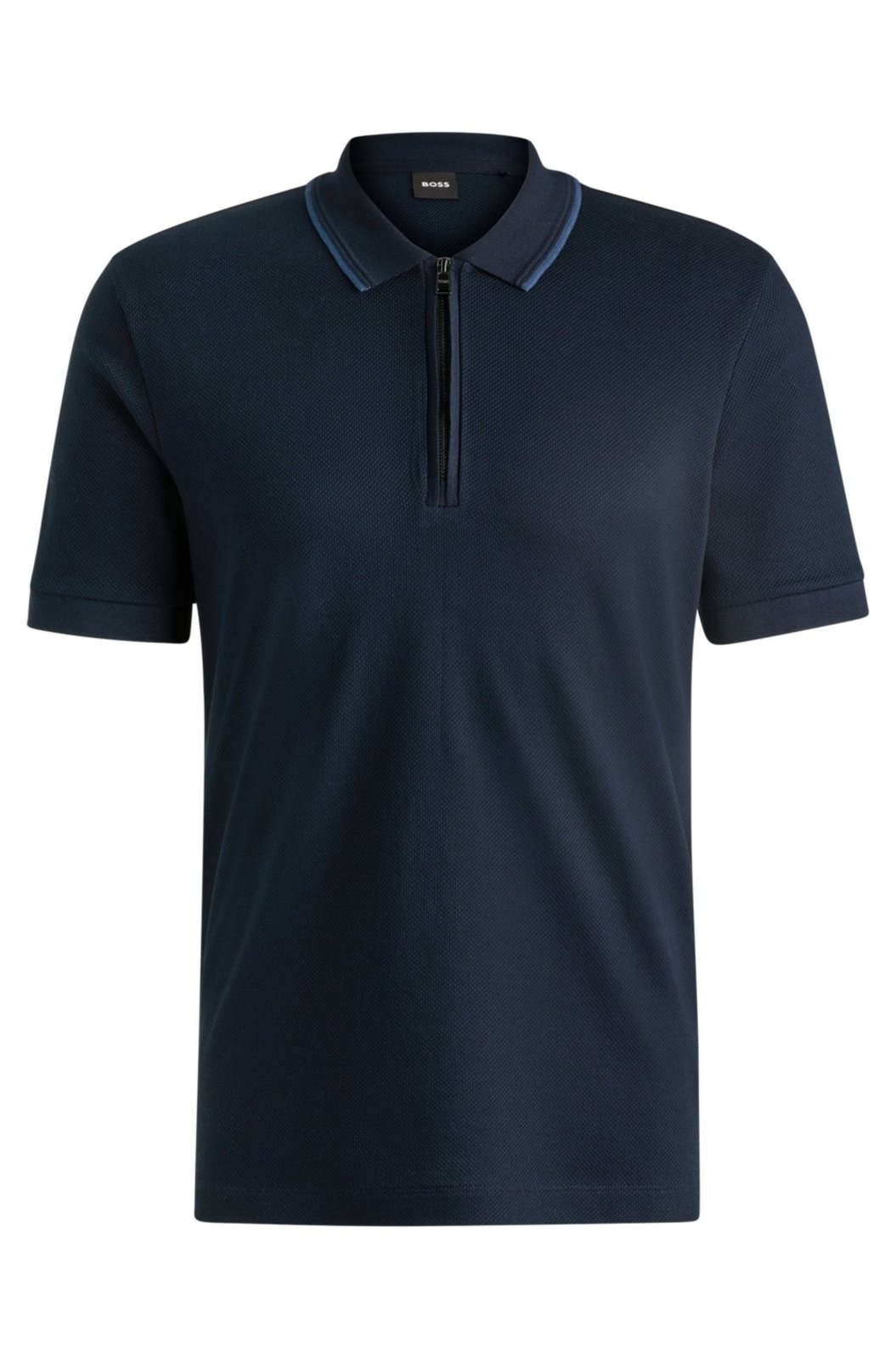 Polo De Algodão Estruturado Com Fecho