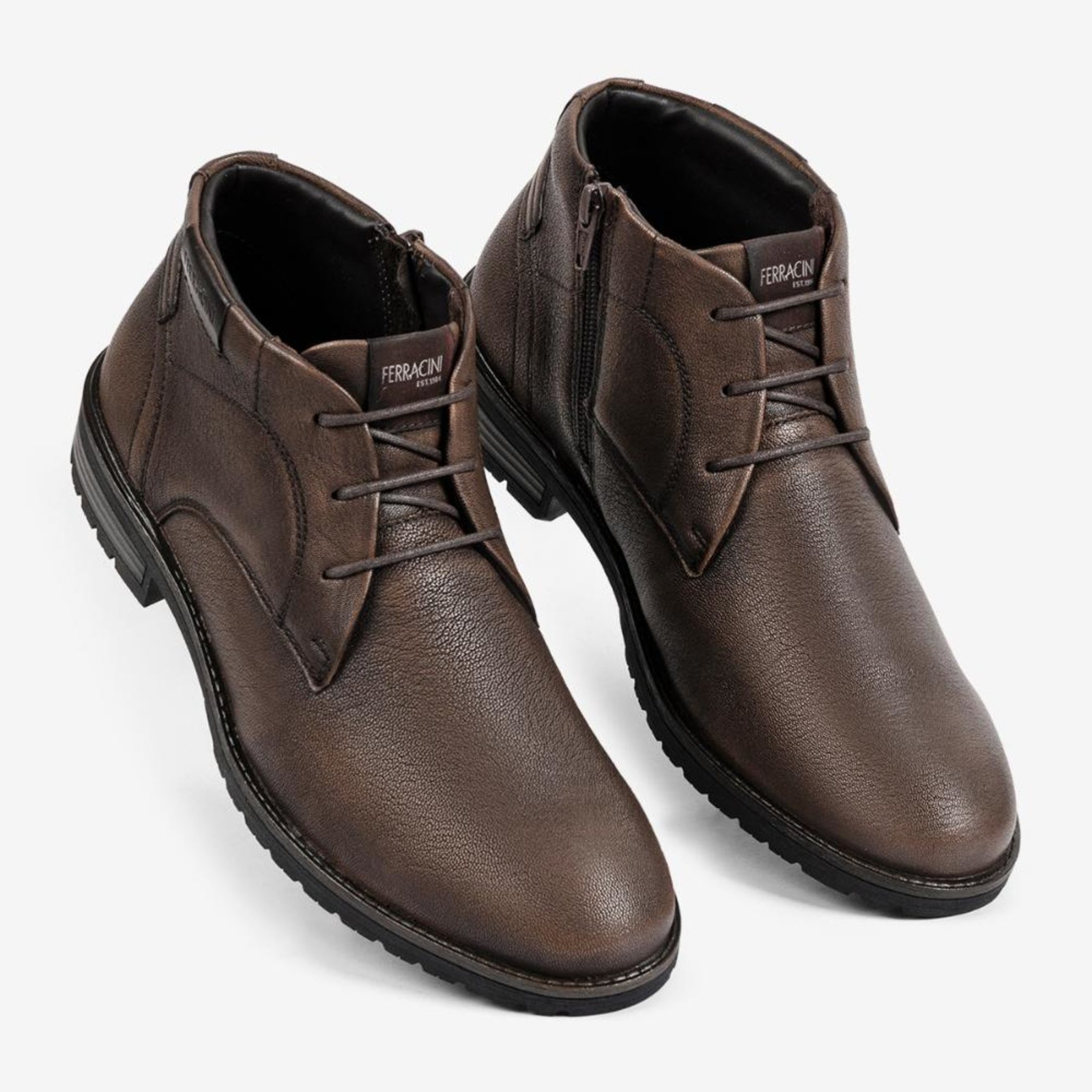 Vista 3 Bota Coturno Masculina Couro Legítimo Ferracini Casual Bagda 9620-665B marrom marrom