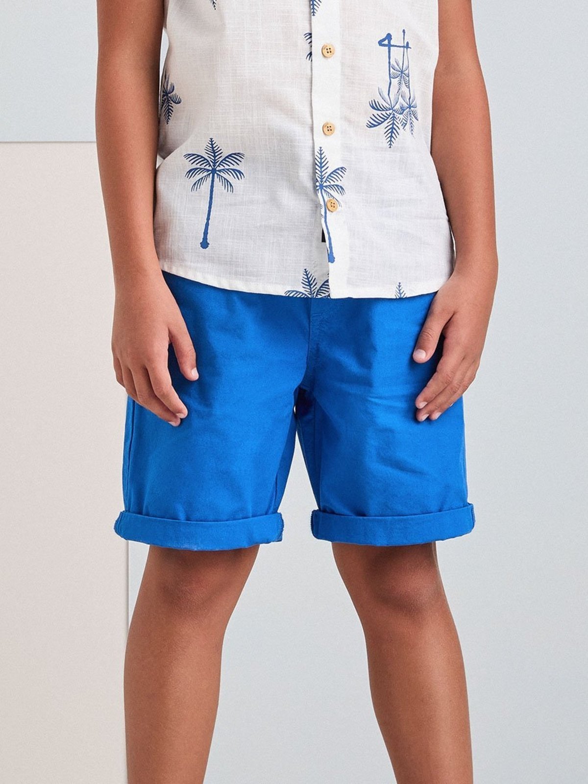 Infantil - Bermuda Azul de Sarja com Cadarço