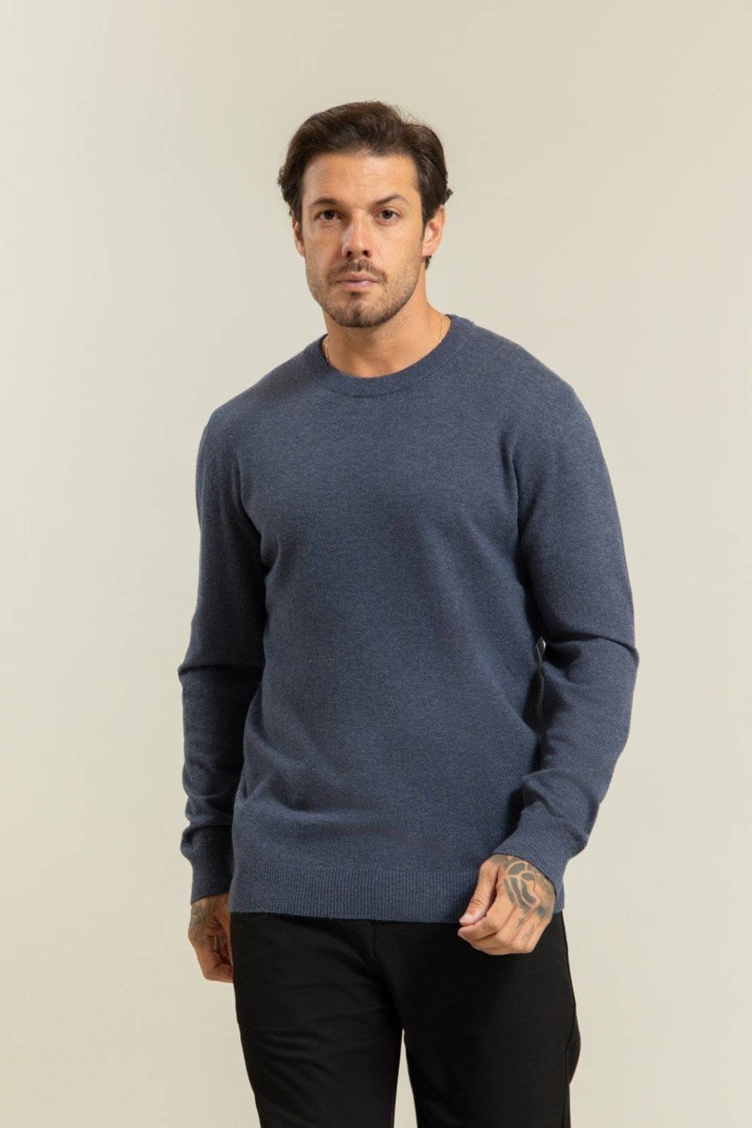 Suéter de Tricot Masculino Mix Cashmere Azul Dialogo