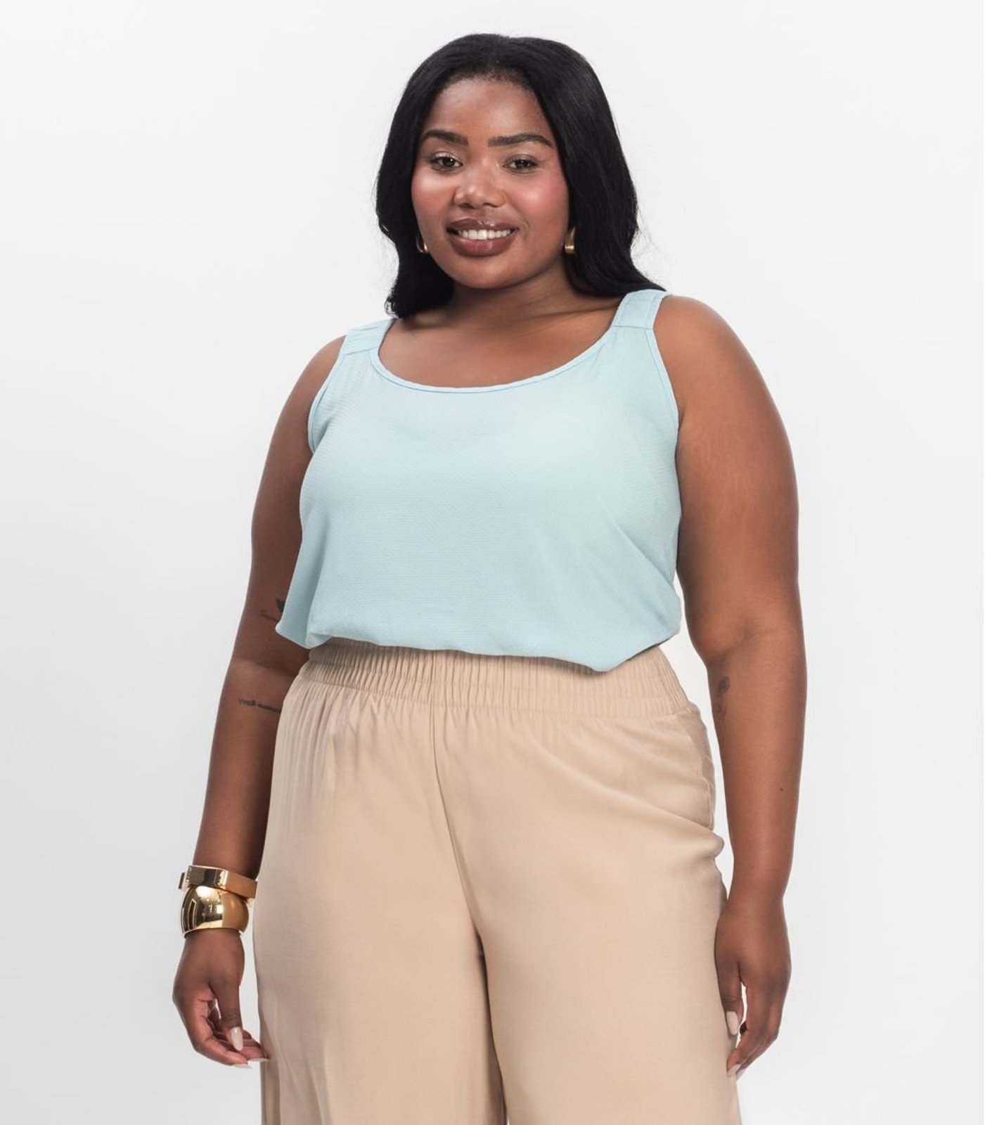 Regata Feminina Plus Size Infinita Cor Azul