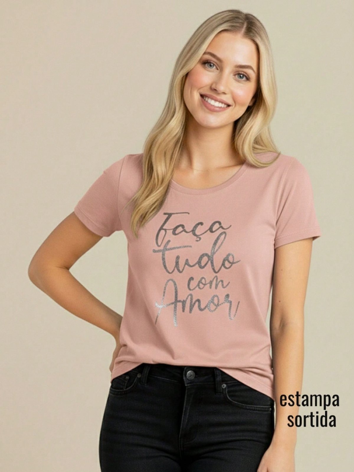 Camiseta Blusinha Feminina Estampa Sortida Rose Baby Look Blusa Feminina Fresca