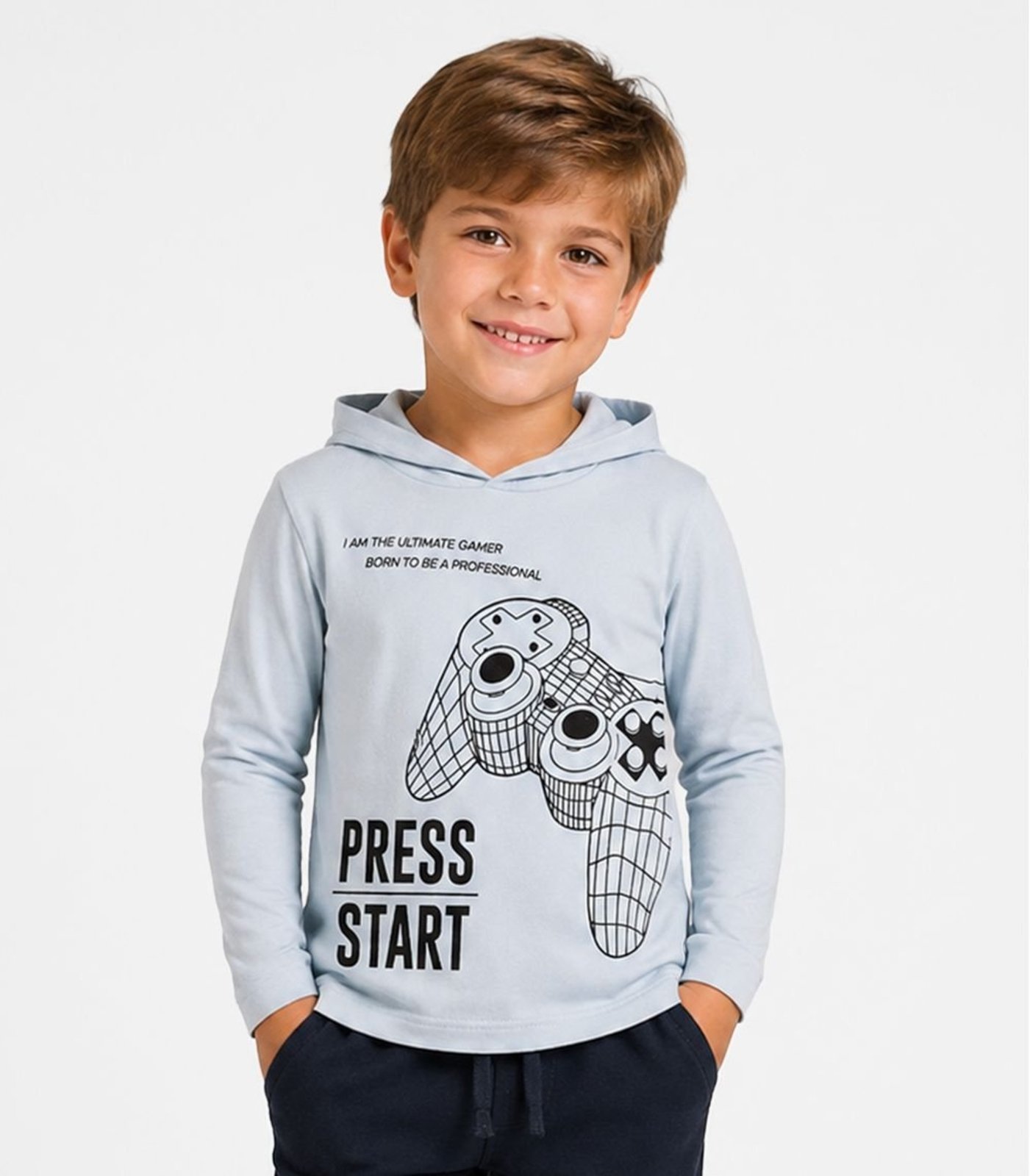 Infantil - Blusão Com Capuz Masculino Estampa Select Azul