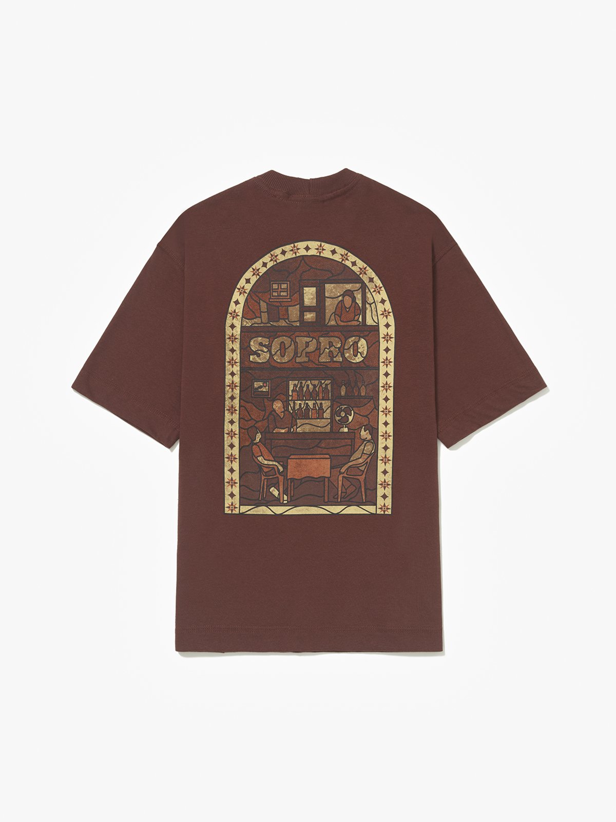 Vista 2 Camiseta Oversized Sopro Cena em Ladrilho marrom Sopro marrom