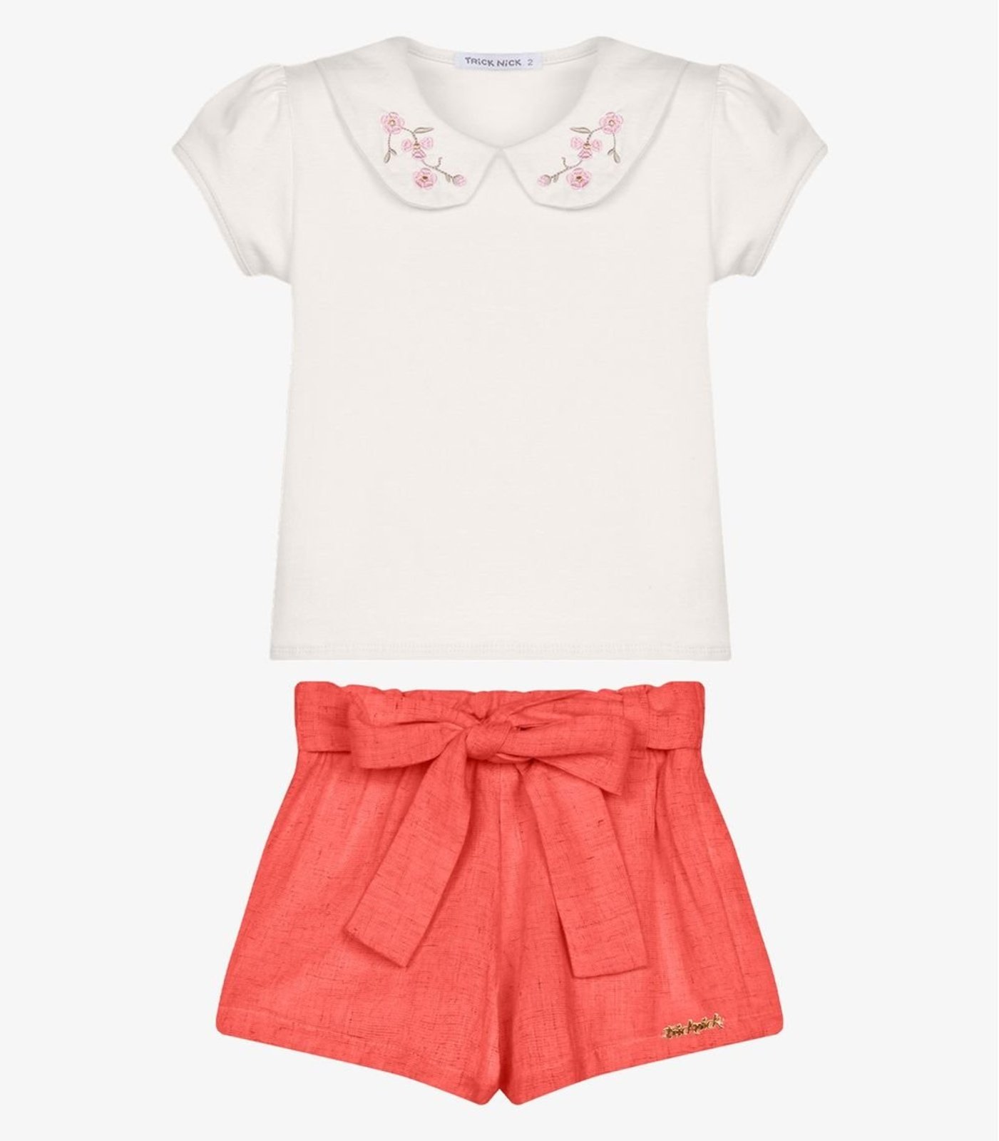 Infantil - Conjunto Menina Blusa Com Shorts Trick Nick Bege