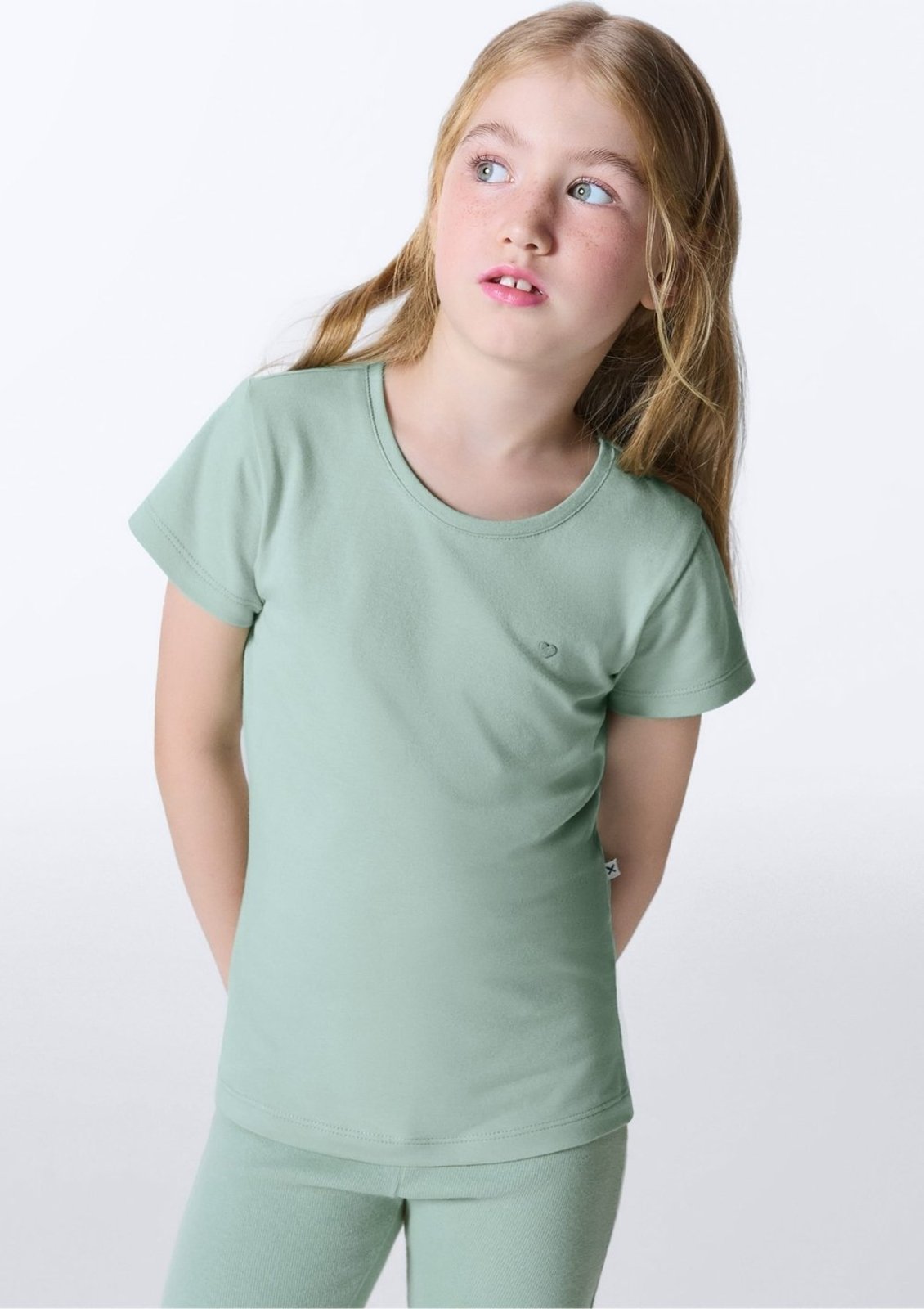 Vista 2 Infantil - Blusa Básica Menina Com Bordado Coração Hering Hering Kids rosa Hering Kids rosa
