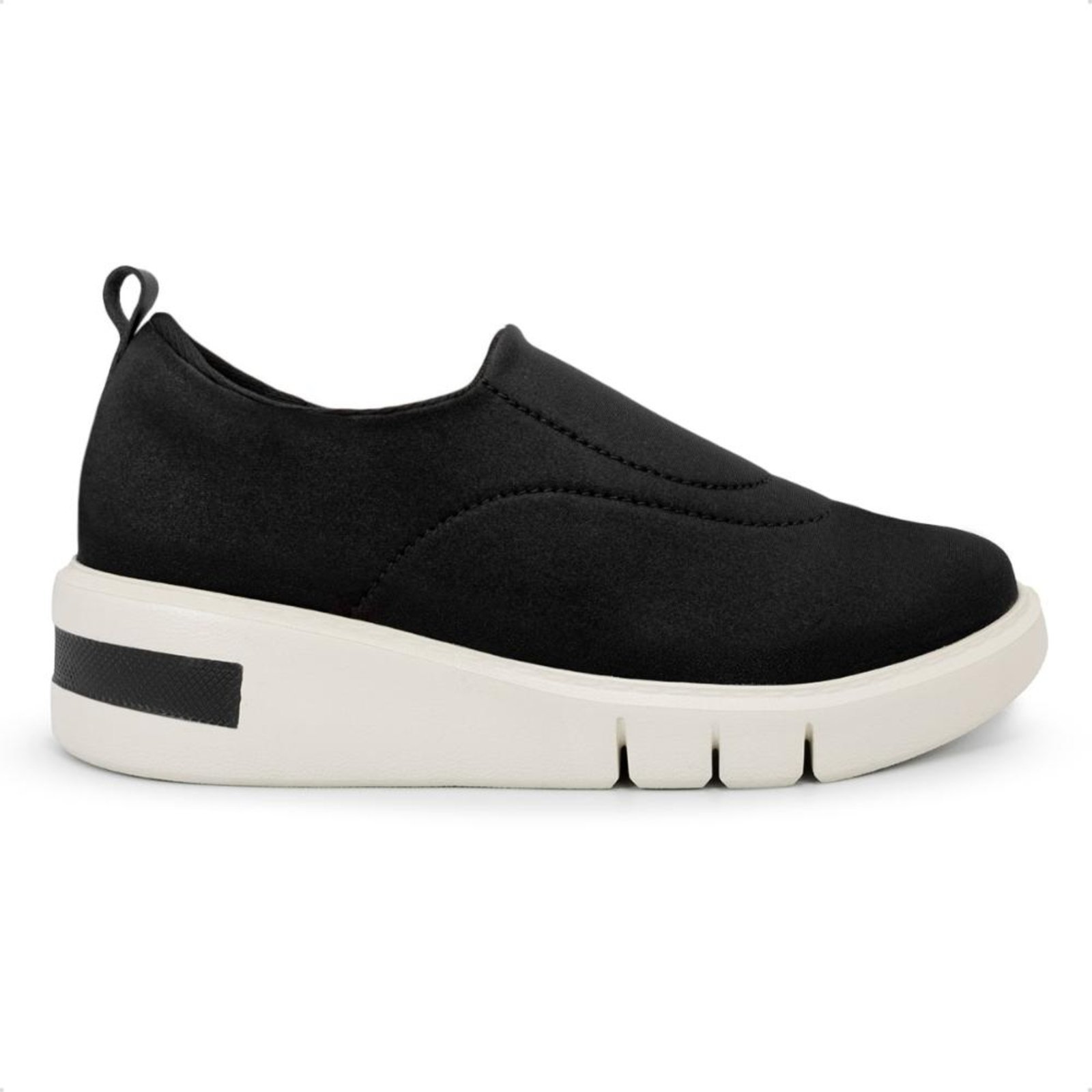 Tênis Usaflex Feminino Slip On Tecido Detalhe Costura Casual AM01009 Preto