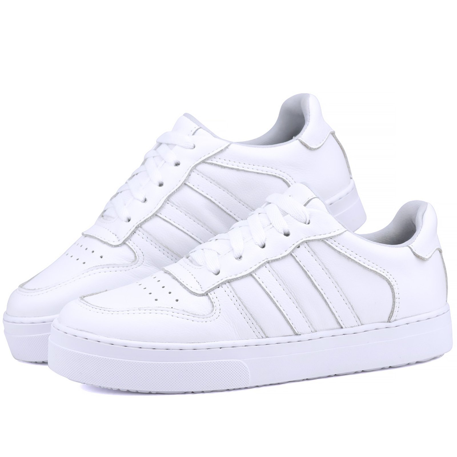 Tênis Casual de Couro Mr. Gutt Conforto Branco listras
