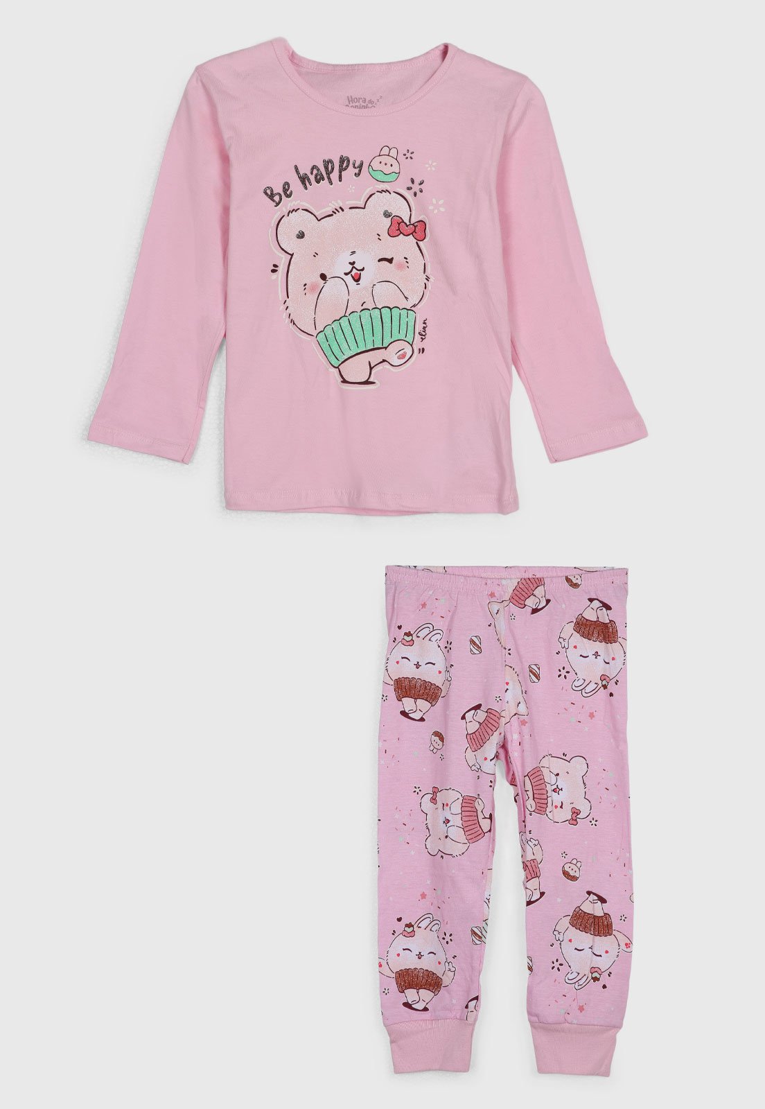 Conjunto Pijama Elian Estampa Ursinhos Rosa