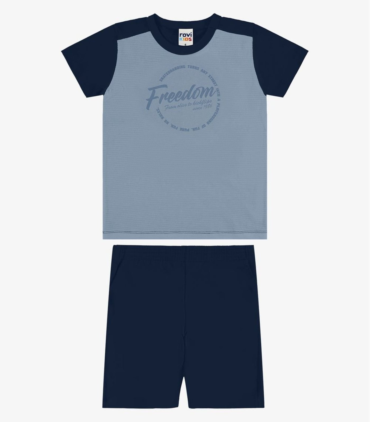Infantil - Conjunto Camiseta Com Bermuda Rovi Azul