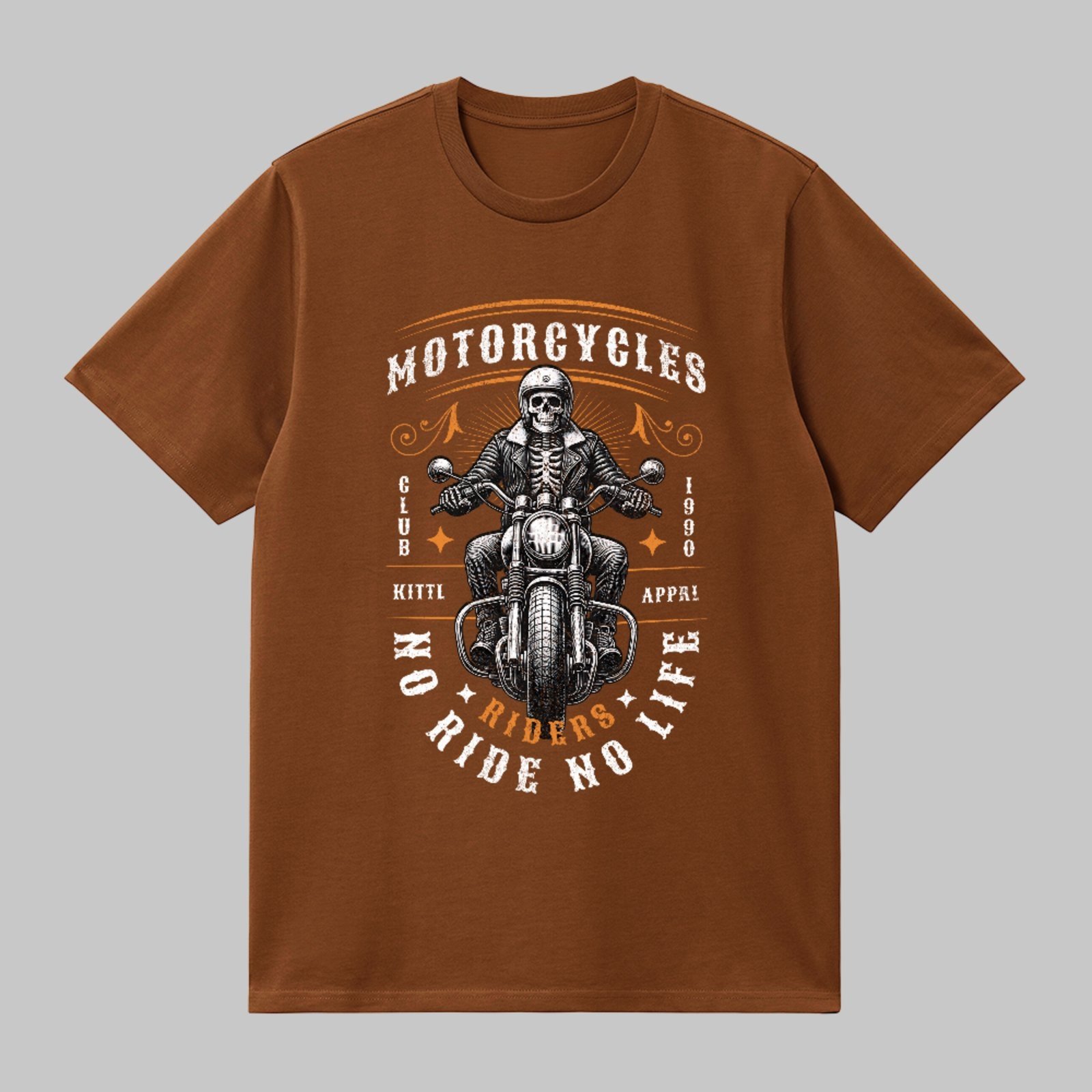 Camiseta Básica Riders Motorcycle Vintage No Ride No Life Unissex Marrom