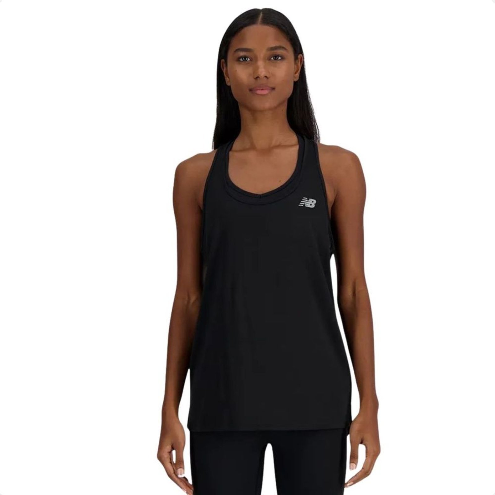 Vista 2 Camiseta Feminina Regata New Balance Sport Essentials Preta preto New Balance preto