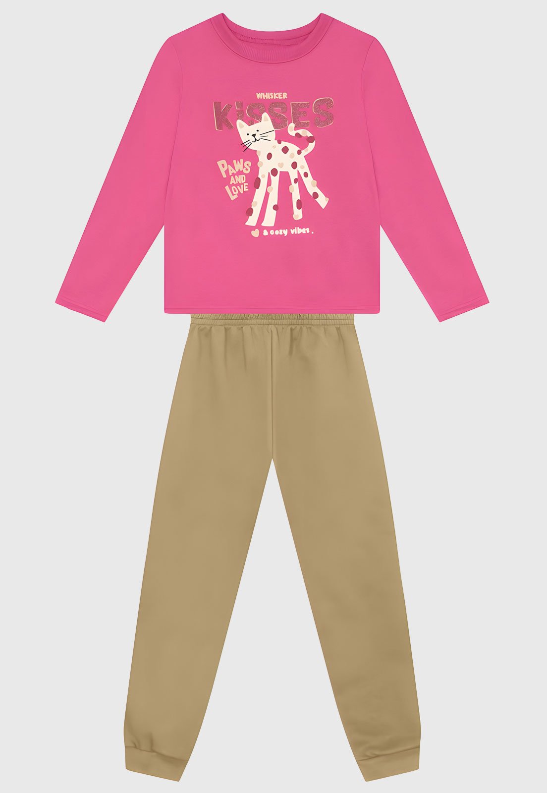 Infantil - Conjunto Brandili Estampa Gato Rosa